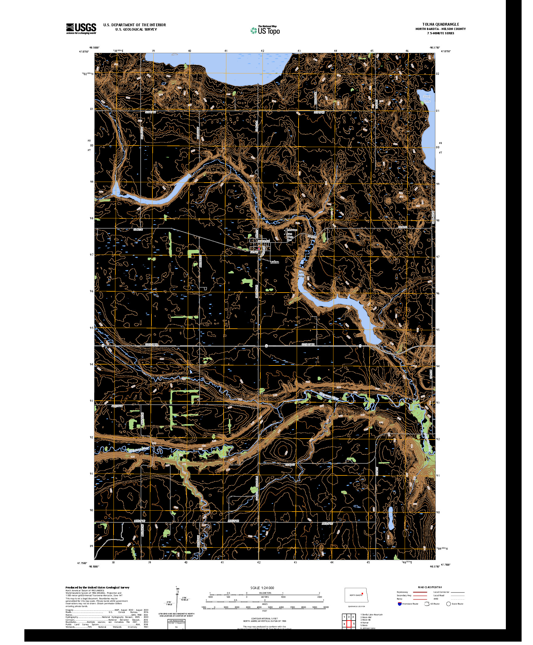US TOPO 7.5-MINUTE MAP FOR TOLNA, ND
