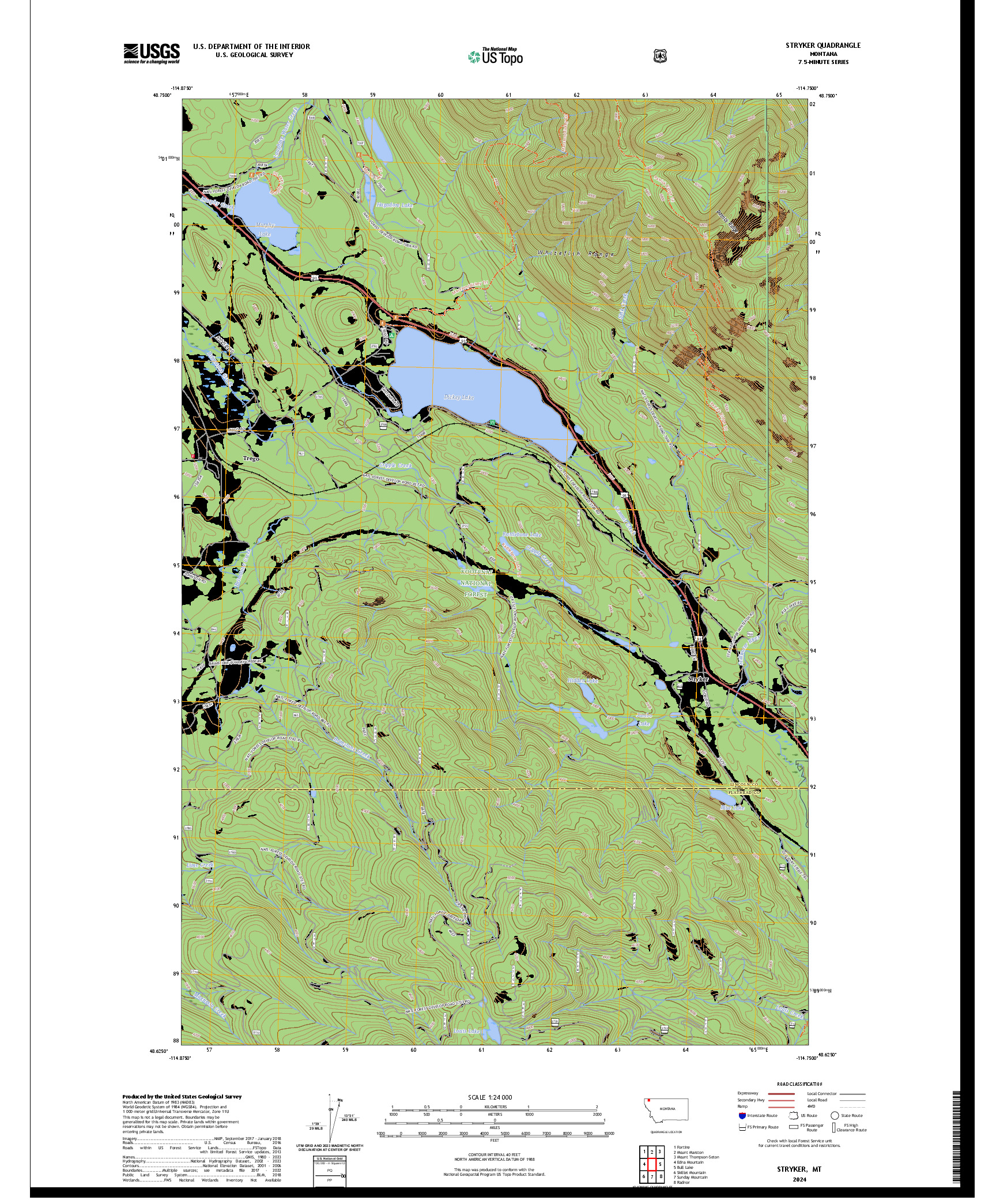 US TOPO 7.5-MINUTE MAP FOR STRYKER, MT