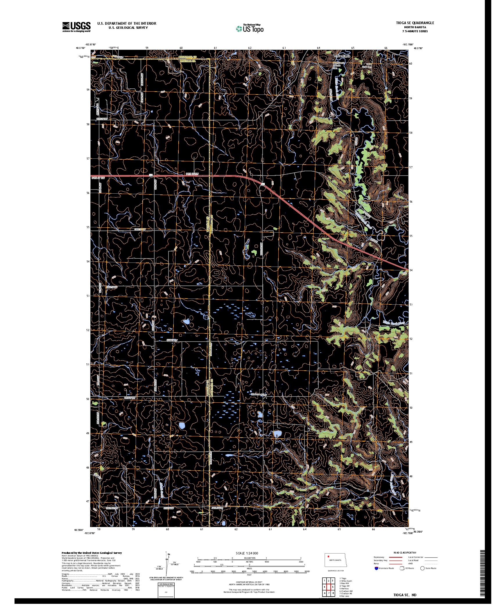 US TOPO 7.5-MINUTE MAP FOR TIOGA SE, ND
