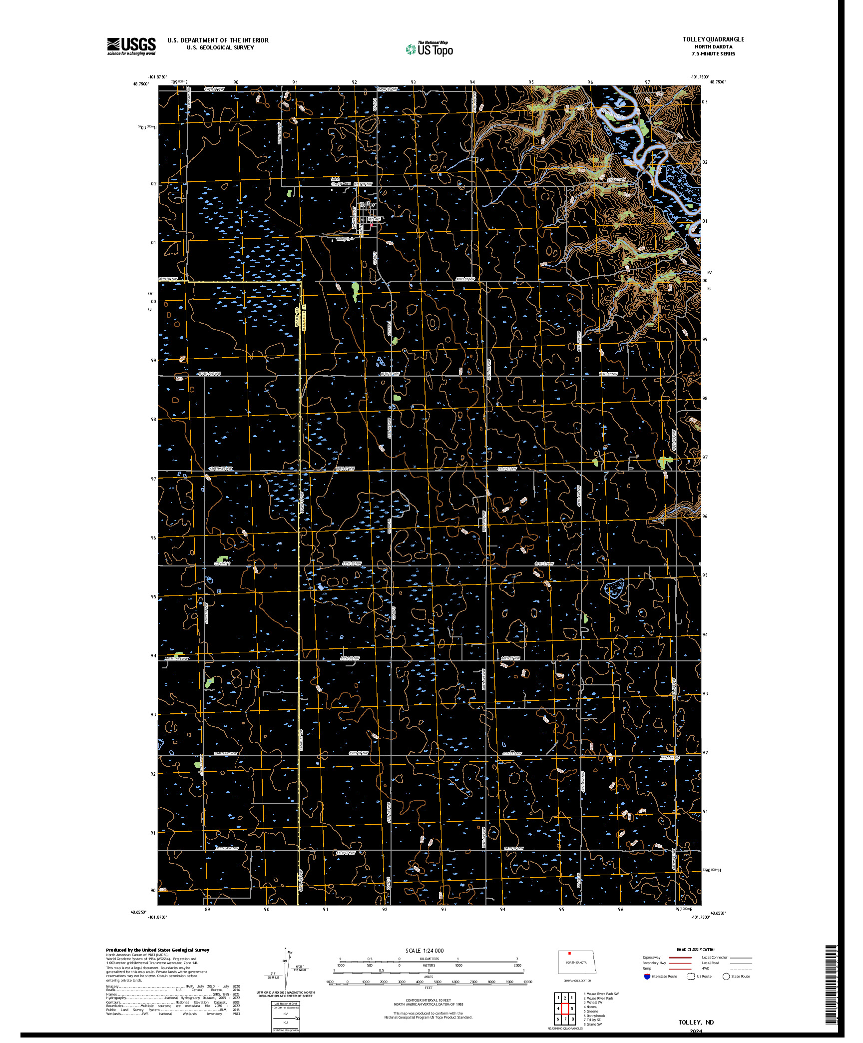 US TOPO 7.5-MINUTE MAP FOR TOLLEY, ND
