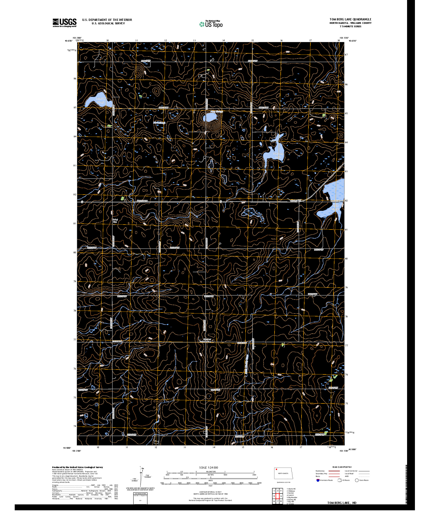 US TOPO 7.5-MINUTE MAP FOR TOM BERG LAKE, ND