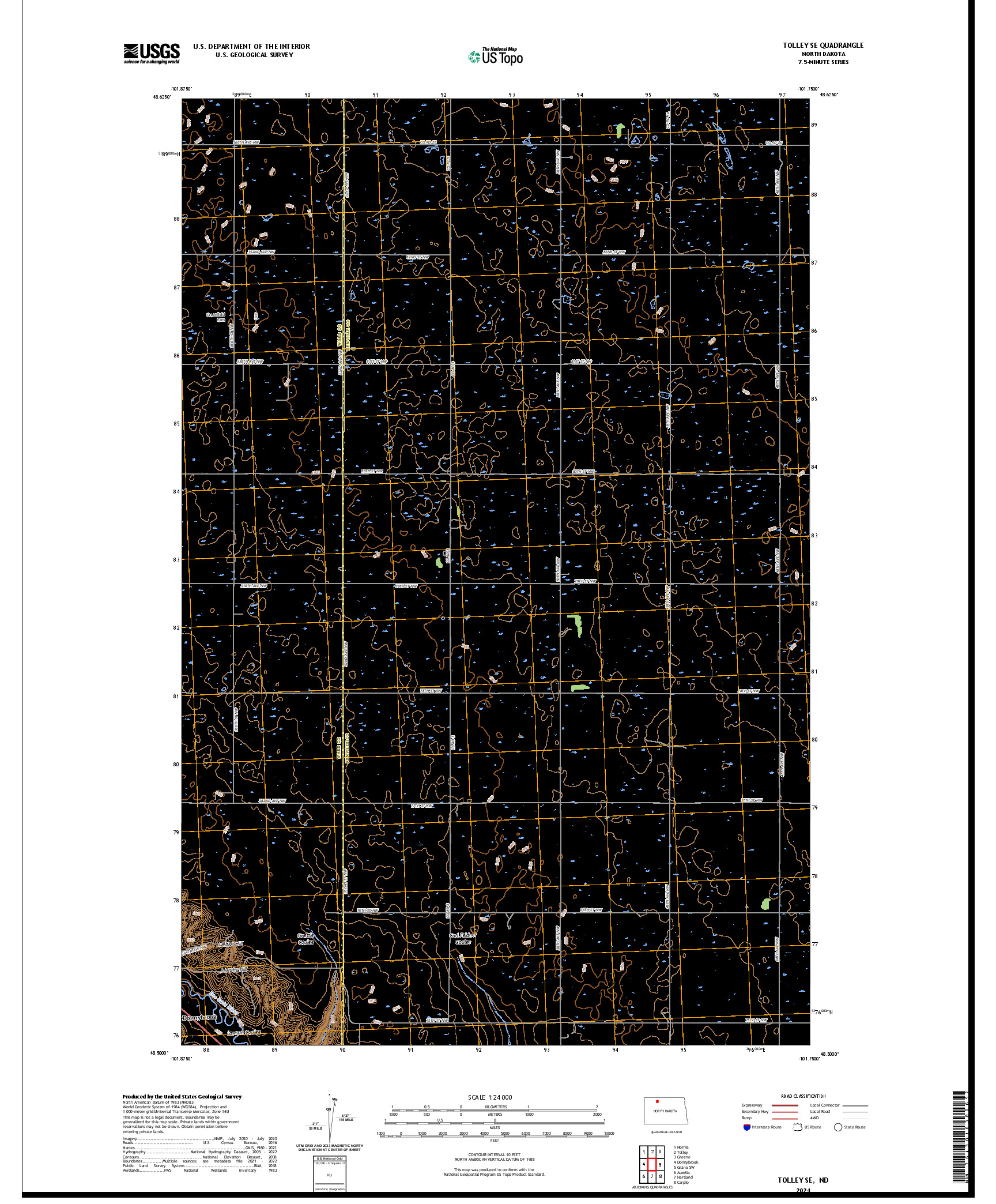 US TOPO 7.5-MINUTE MAP FOR TOLLEY SE, ND