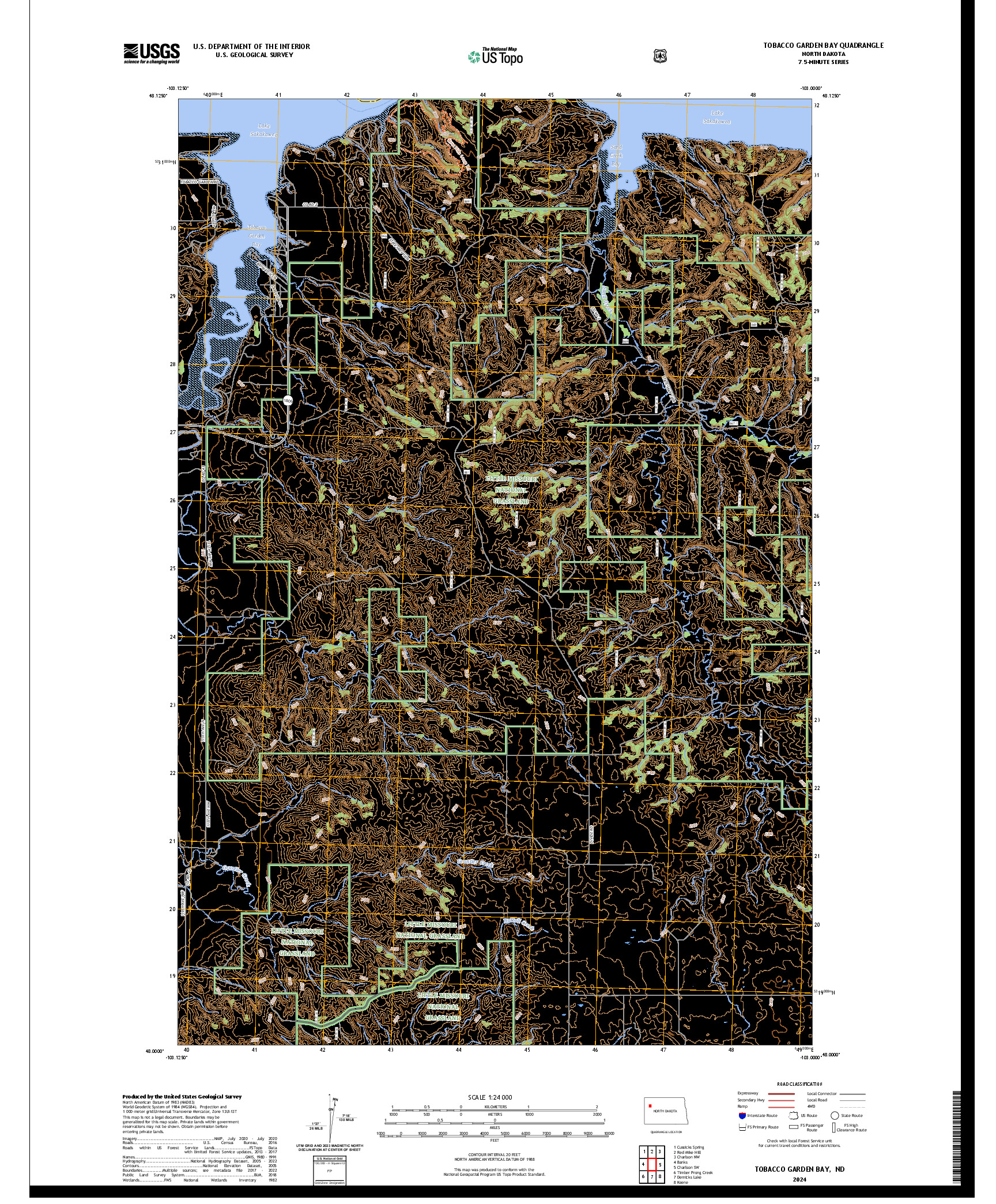 US TOPO 7.5-MINUTE MAP FOR TOBACCO GARDEN BAY, ND