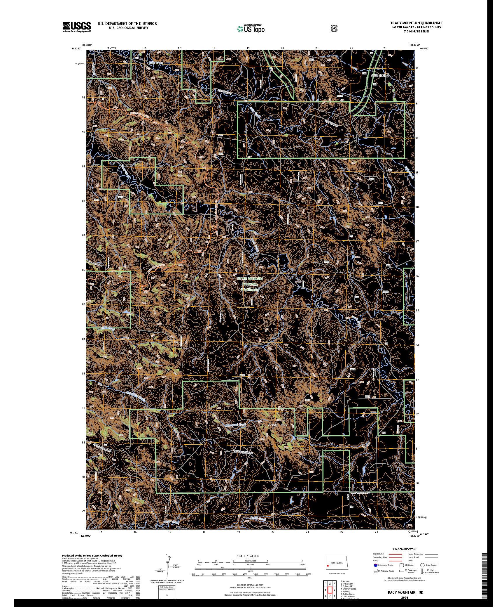 US TOPO 7.5-MINUTE MAP FOR TRACY MOUNTAIN, ND