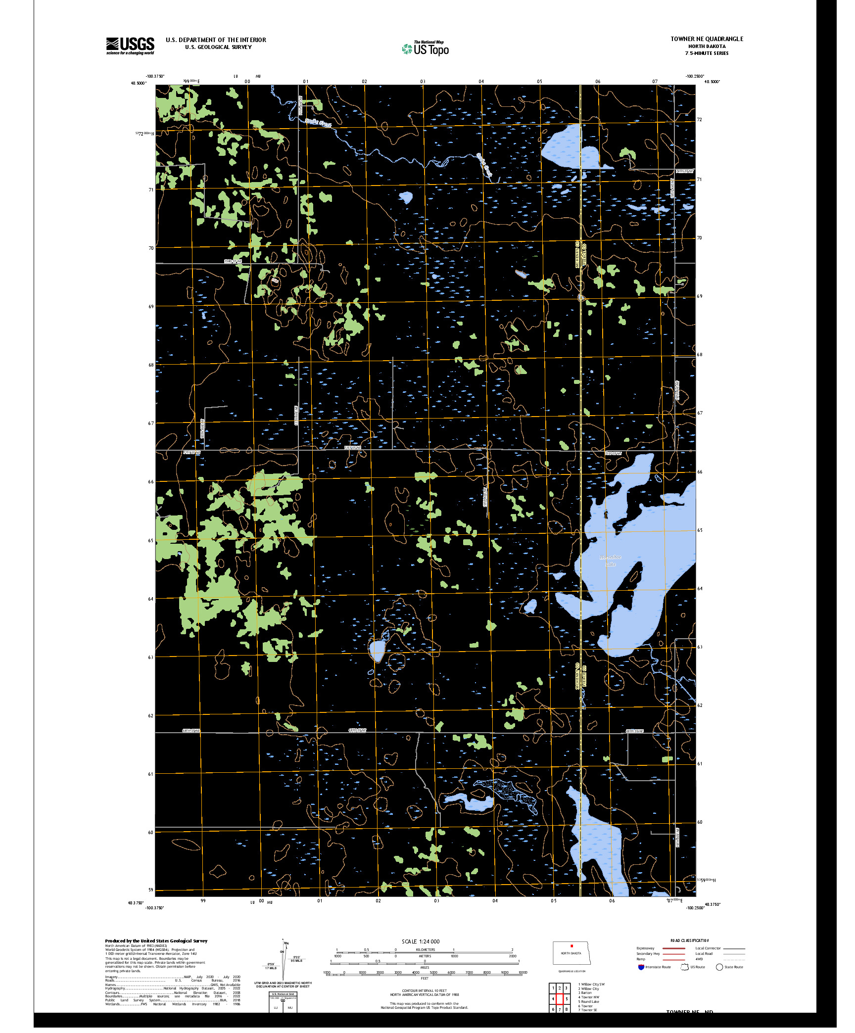 US TOPO 7.5-MINUTE MAP FOR TOWNER NE, ND