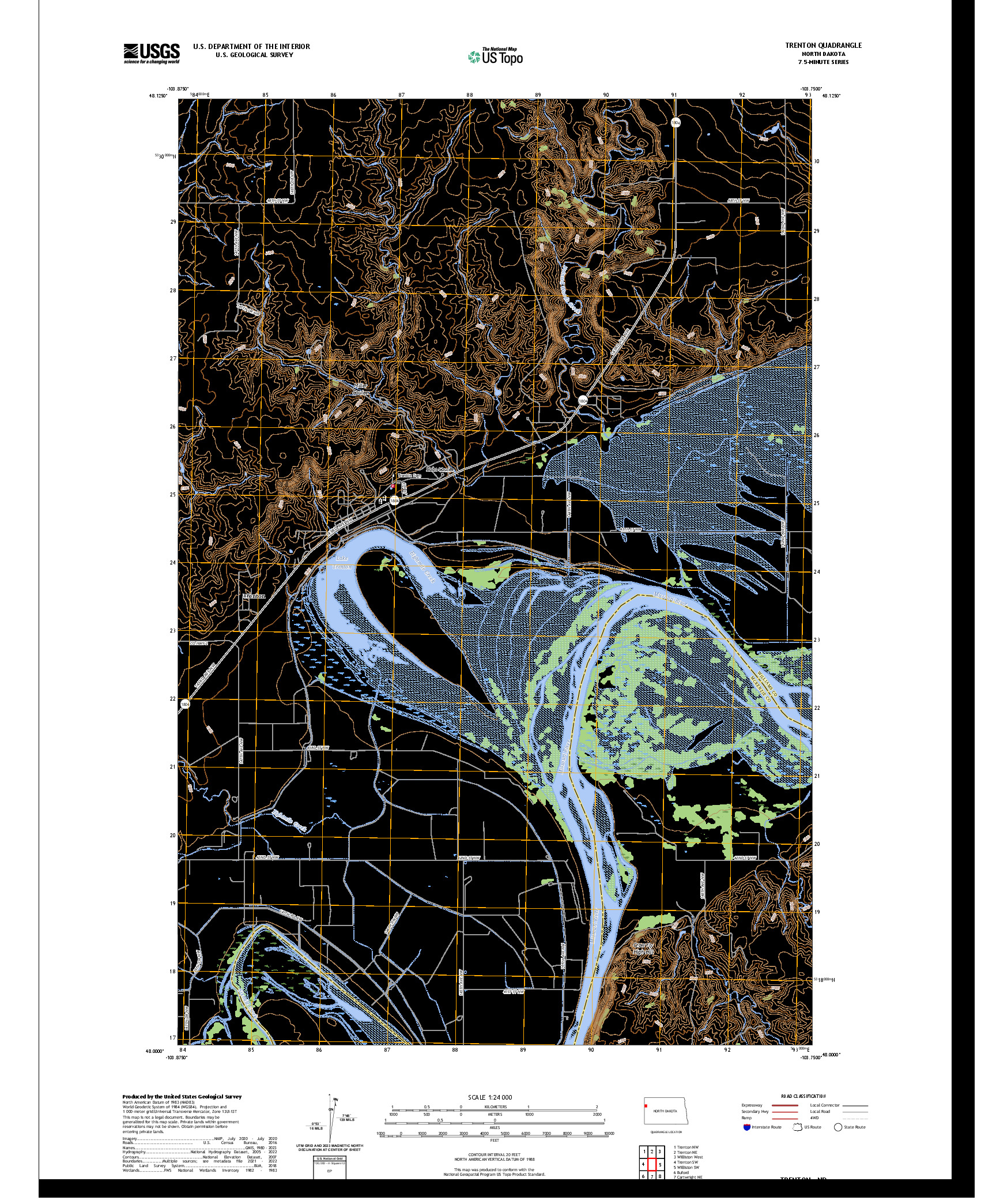 US TOPO 7.5-MINUTE MAP FOR TRENTON, ND