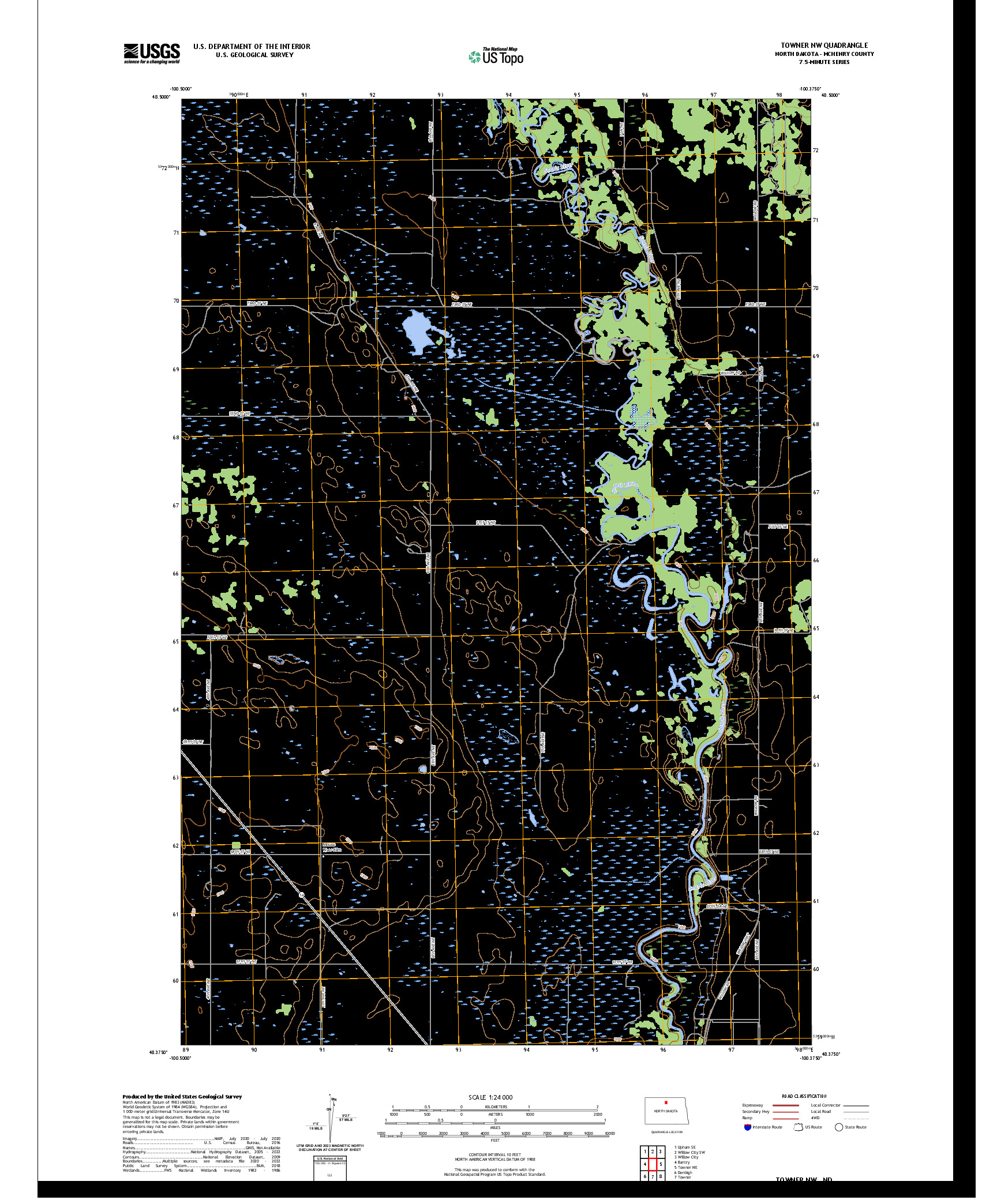 US TOPO 7.5-MINUTE MAP FOR TOWNER NW, ND