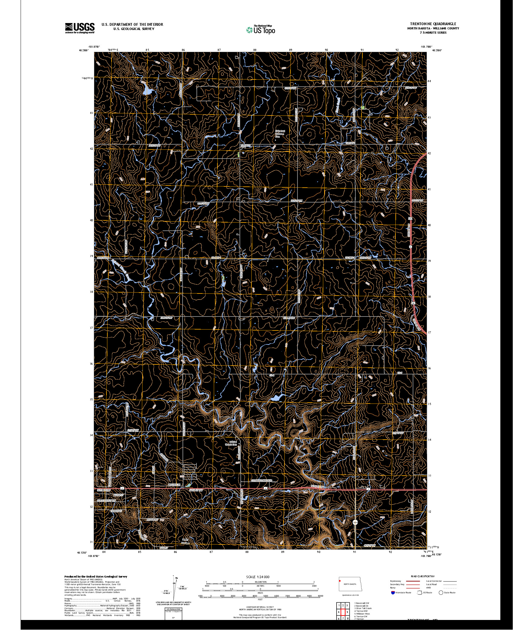 US TOPO 7.5-MINUTE MAP FOR TRENTON NE, ND