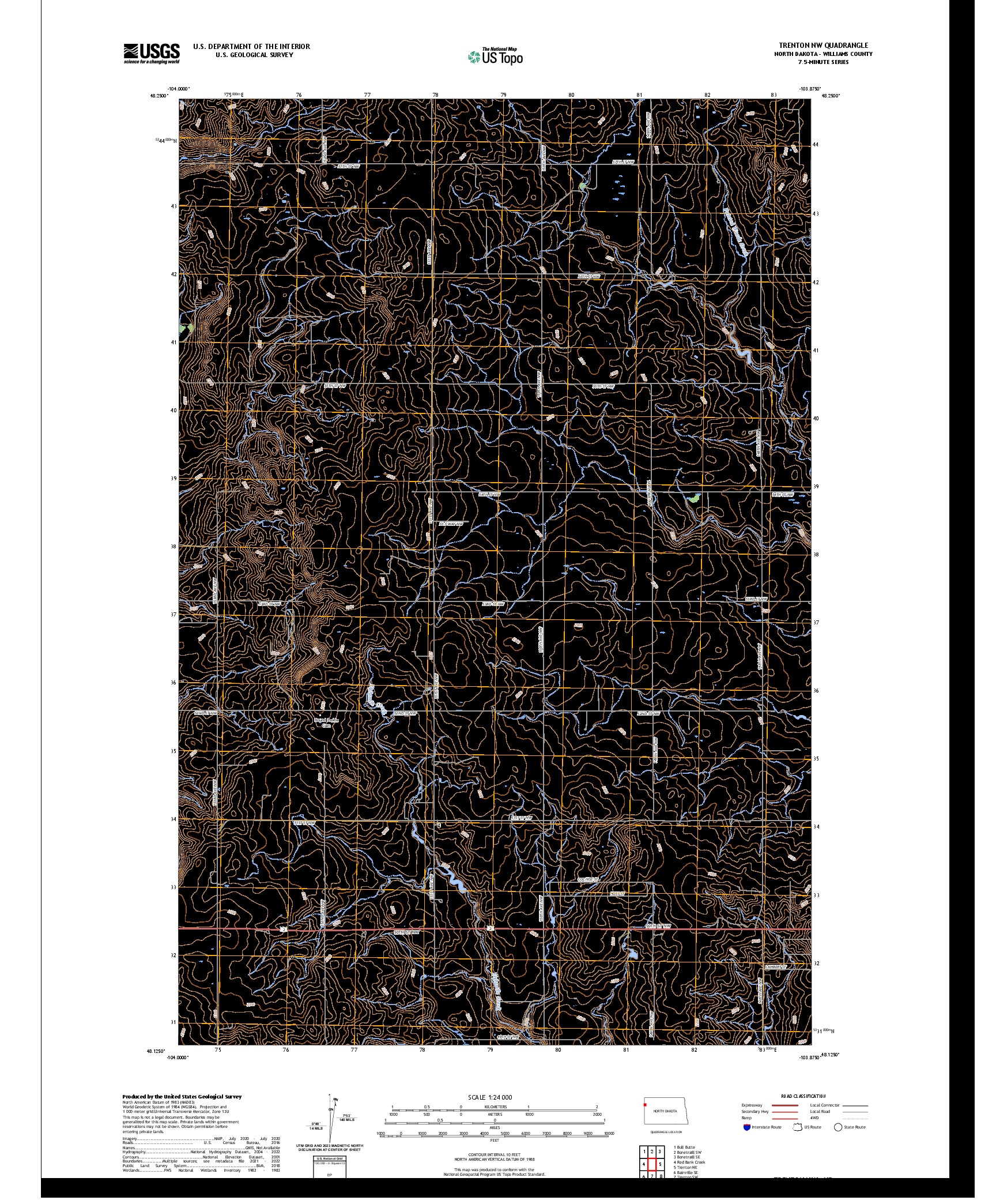 US TOPO 7.5-MINUTE MAP FOR TRENTON NW, ND