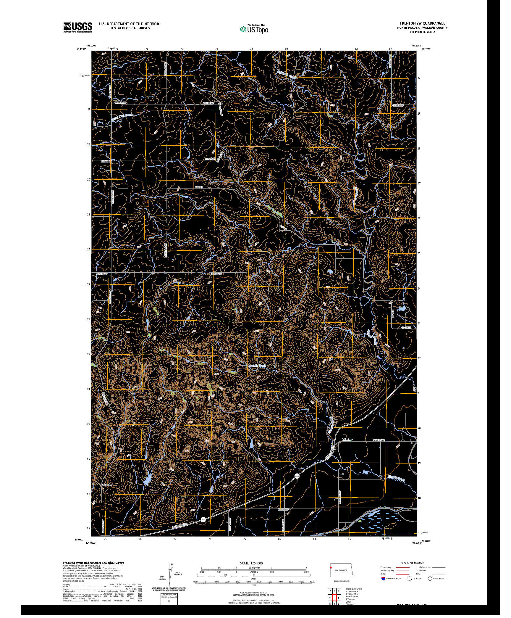 US TOPO 7.5-MINUTE MAP FOR TRENTON SW, ND