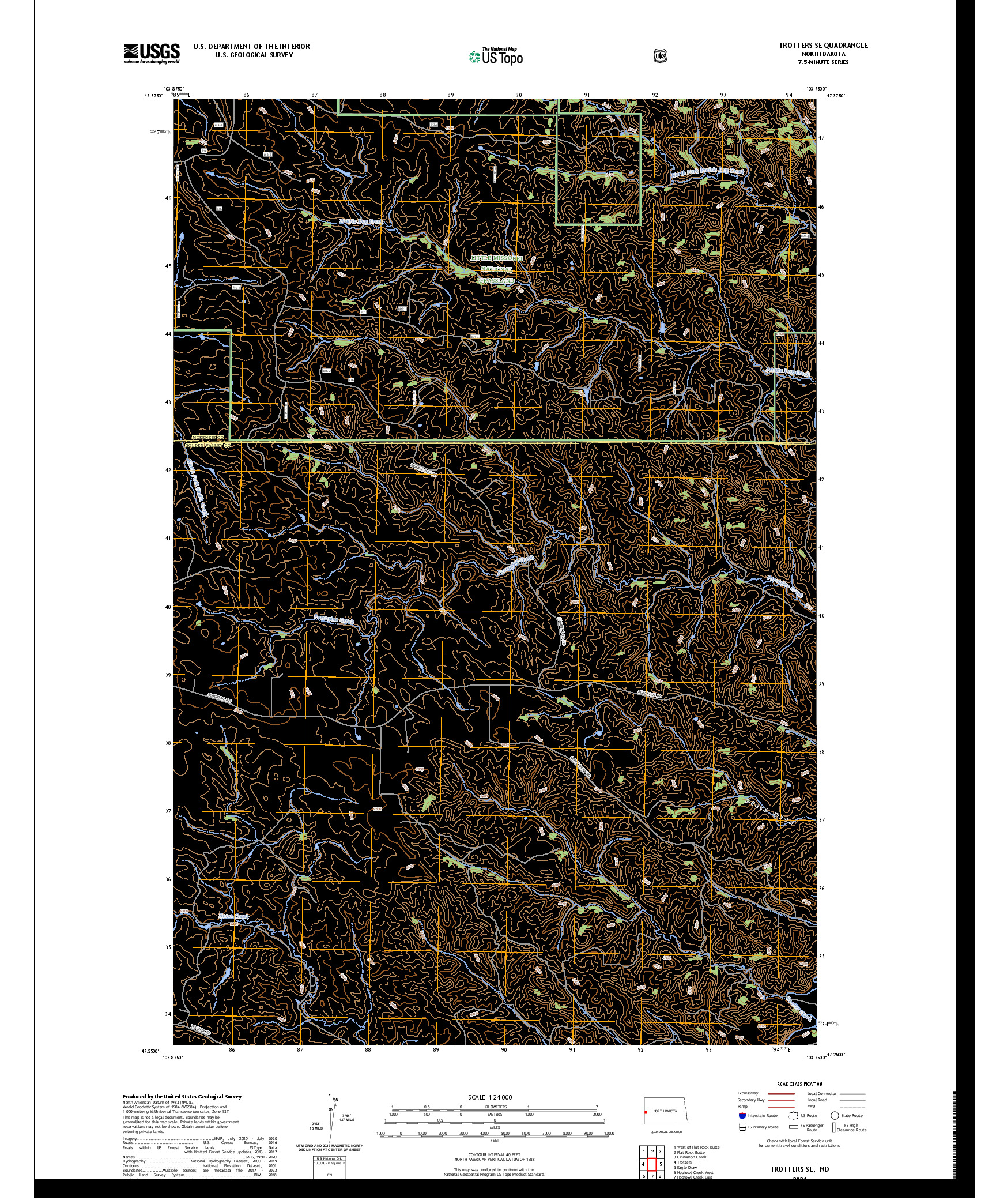 US TOPO 7.5-MINUTE MAP FOR TROTTERS SE, ND