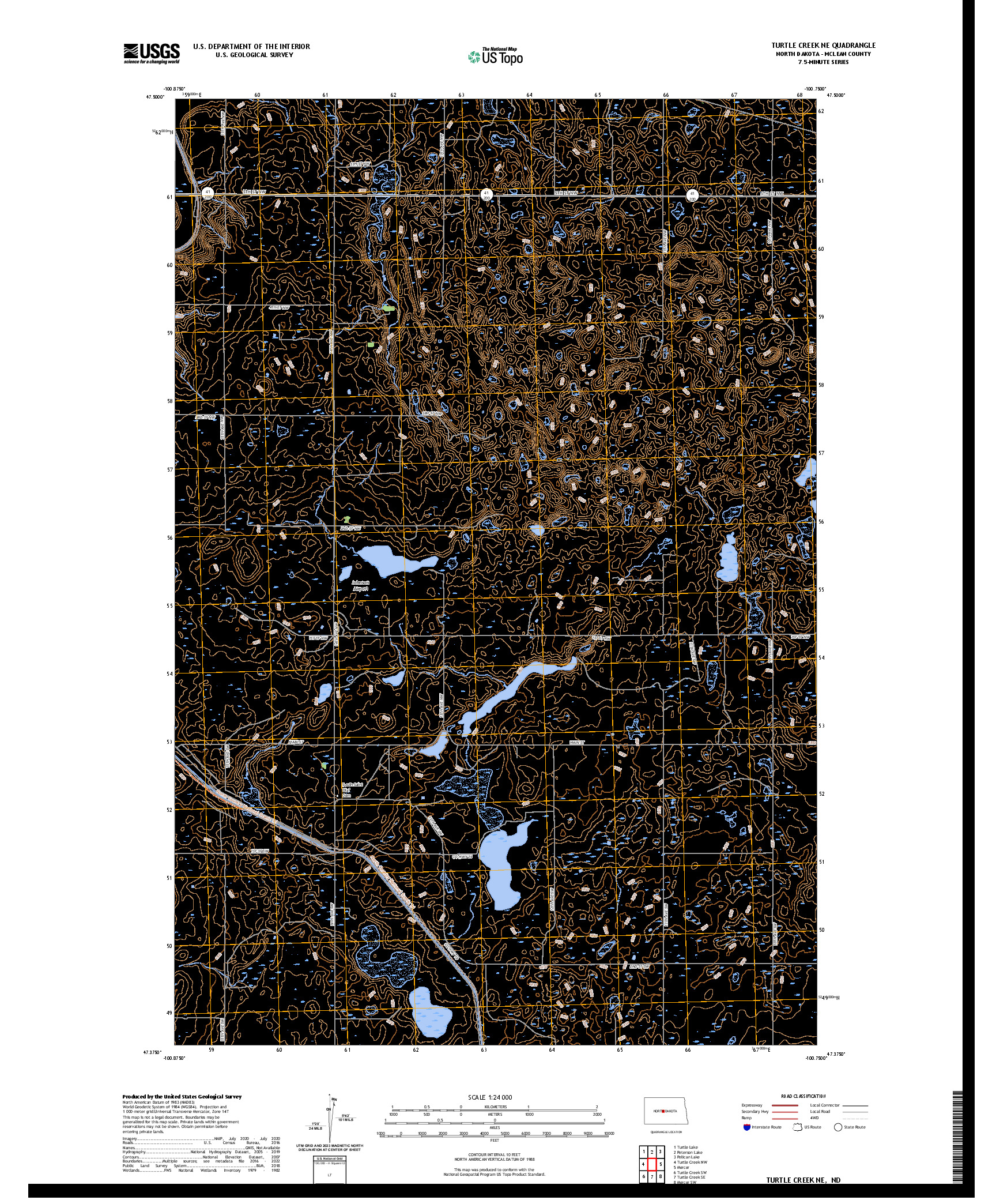 US TOPO 7.5-MINUTE MAP FOR TURTLE CREEK NE, ND
