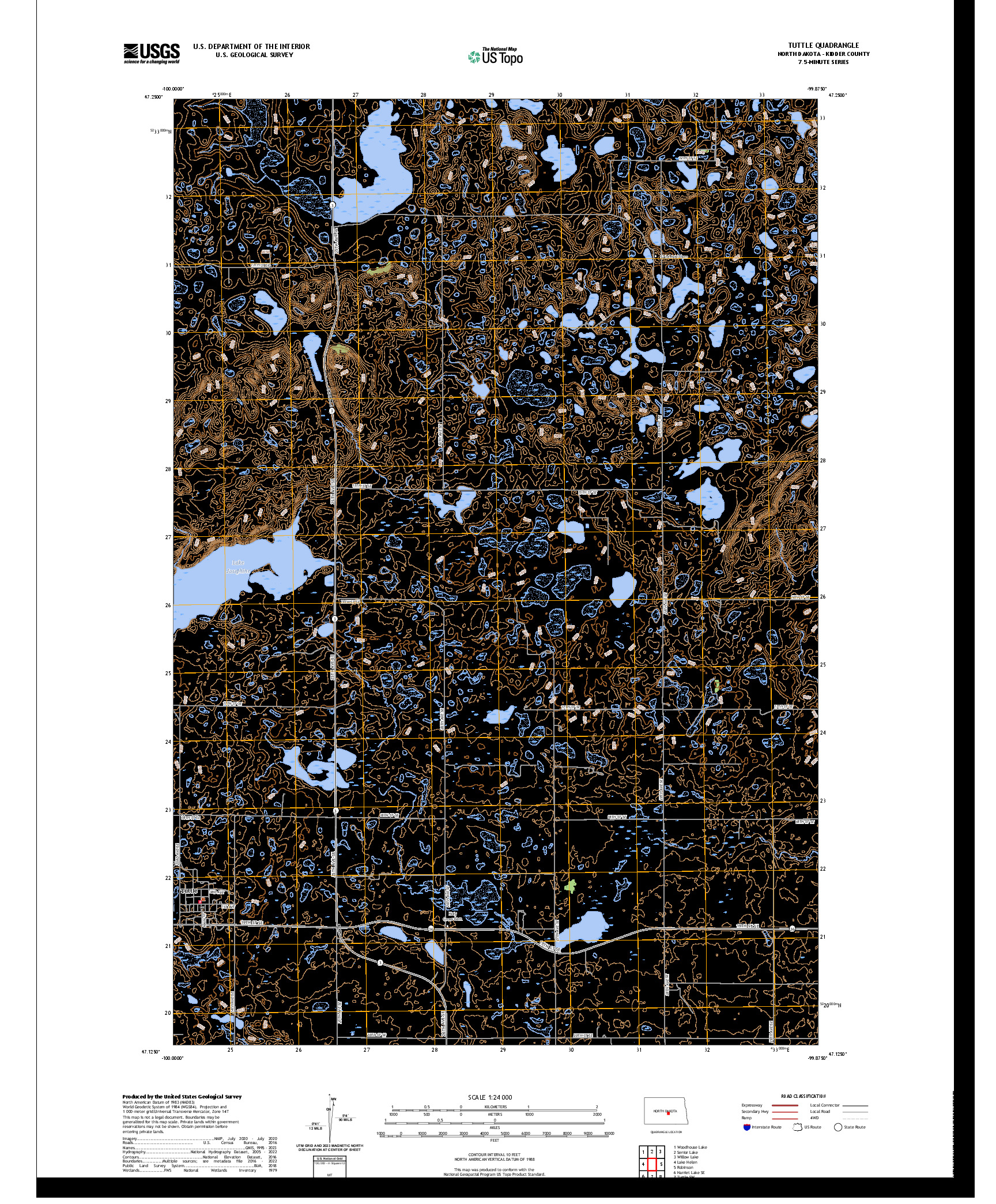 US TOPO 7.5-MINUTE MAP FOR TUTTLE, ND