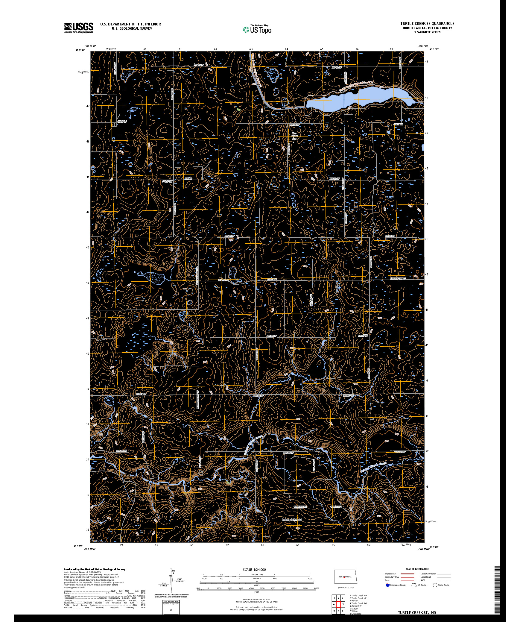 US TOPO 7.5-MINUTE MAP FOR TURTLE CREEK SE, ND