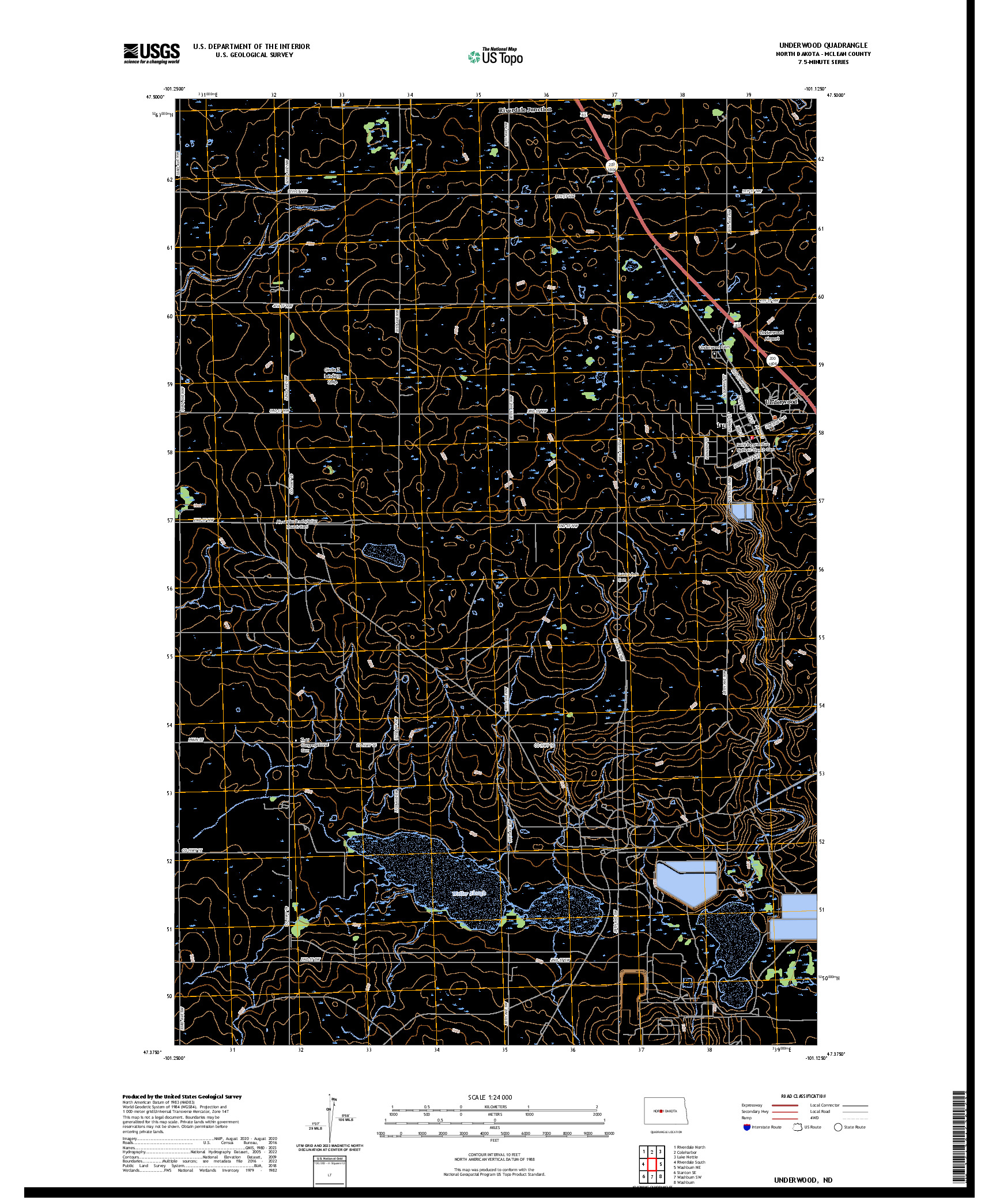 US TOPO 7.5-MINUTE MAP FOR UNDERWOOD, ND