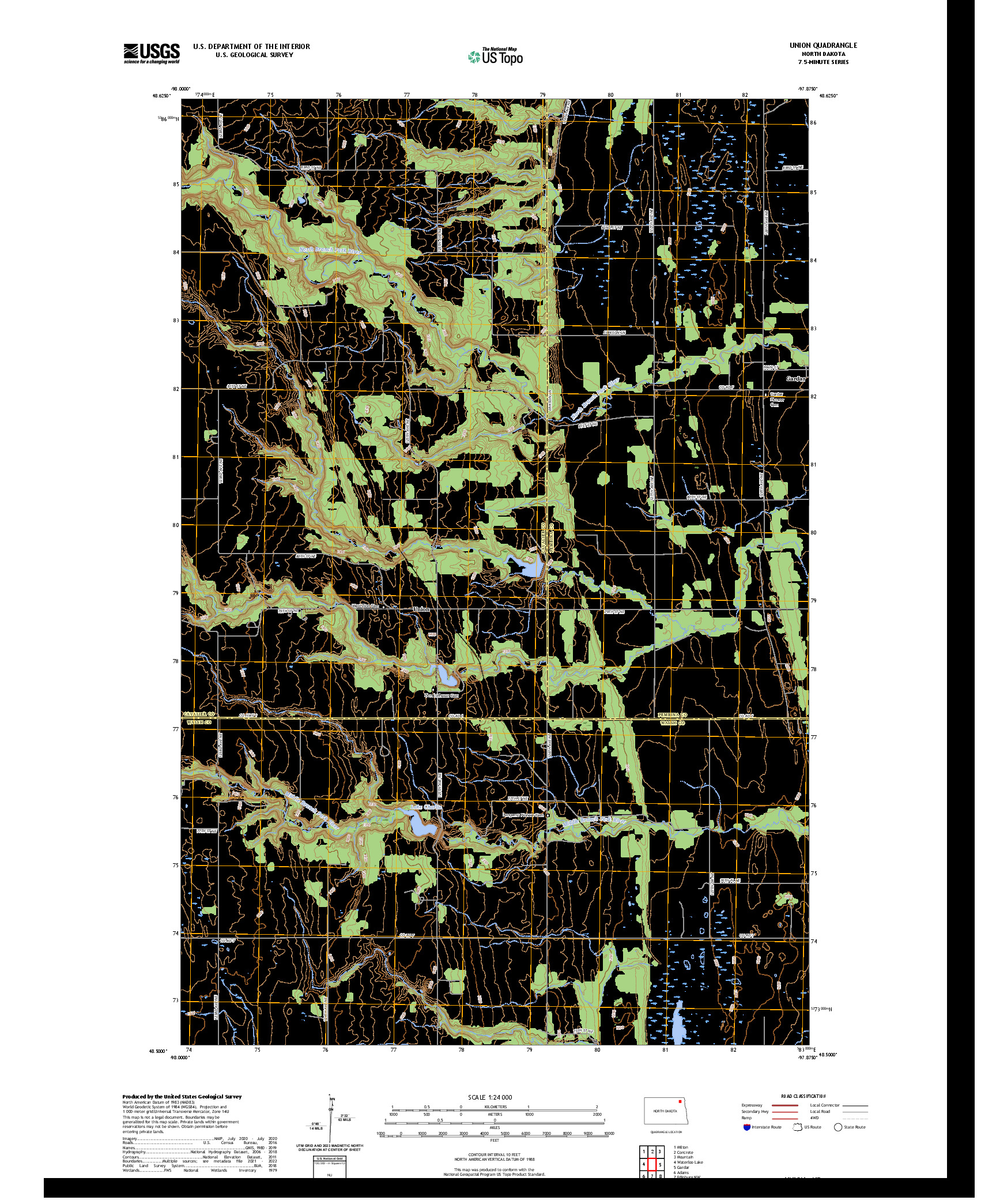 US TOPO 7.5-MINUTE MAP FOR UNION, ND