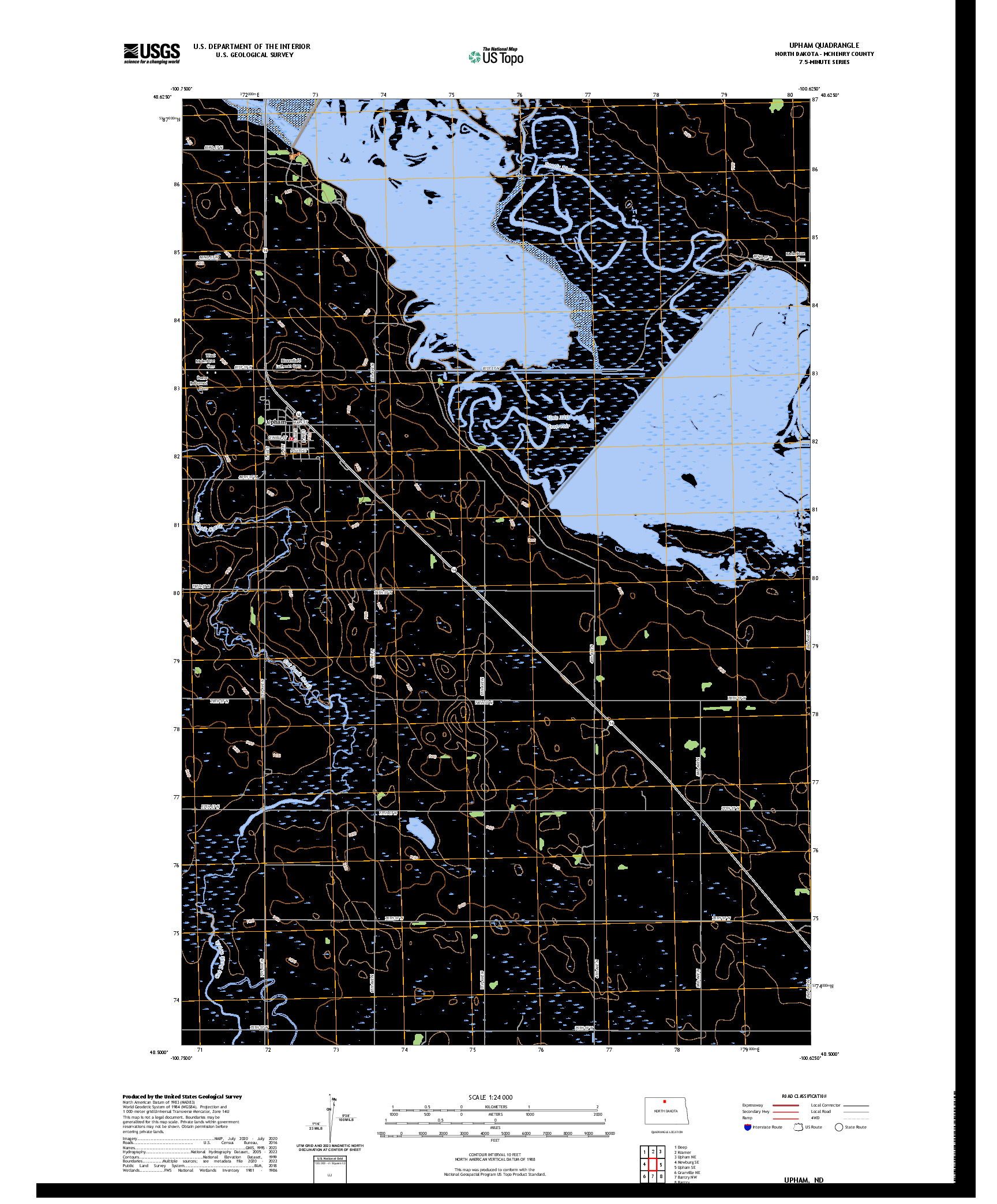 US TOPO 7.5-MINUTE MAP FOR UPHAM, ND