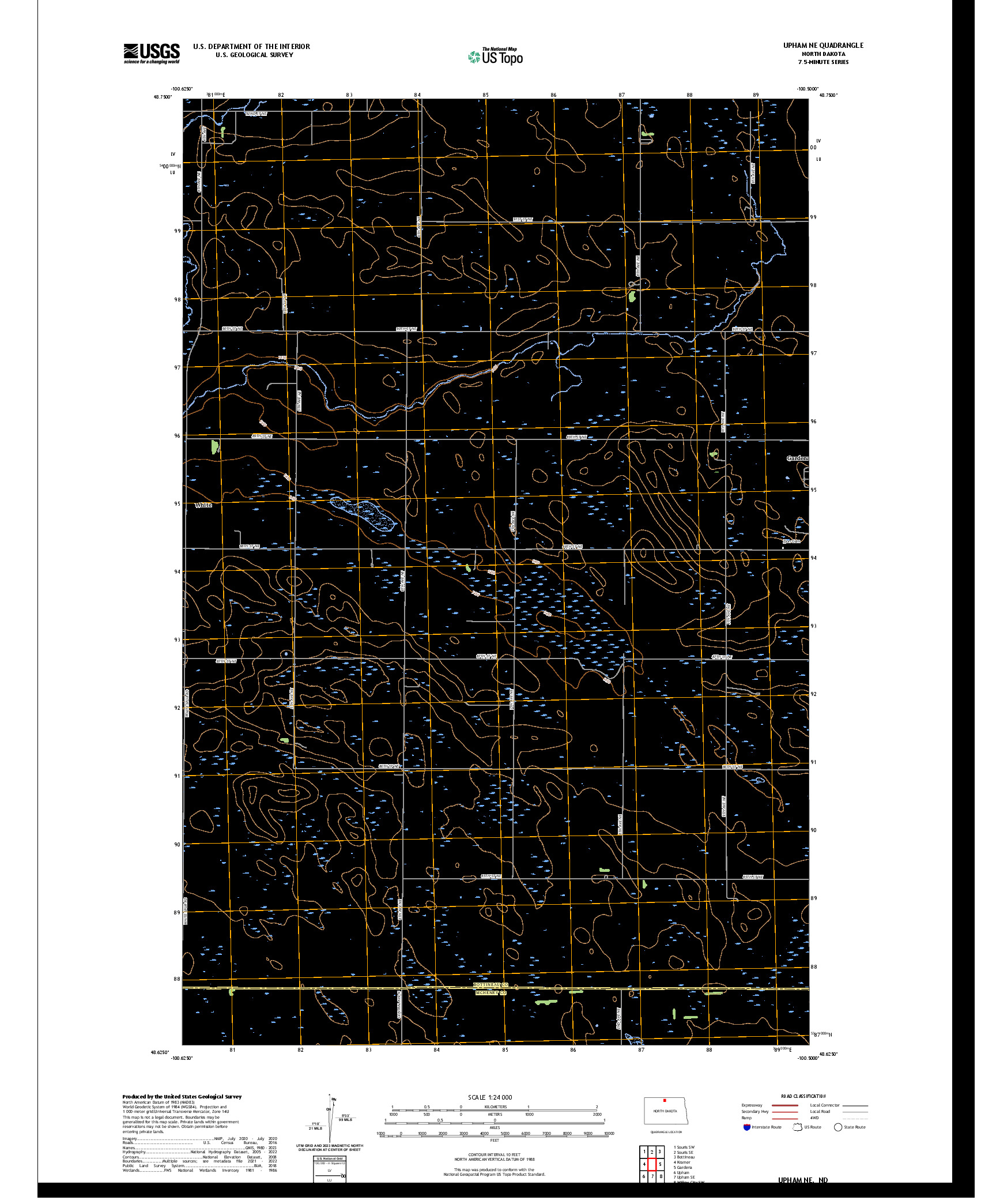US TOPO 7.5-MINUTE MAP FOR UPHAM NE, ND