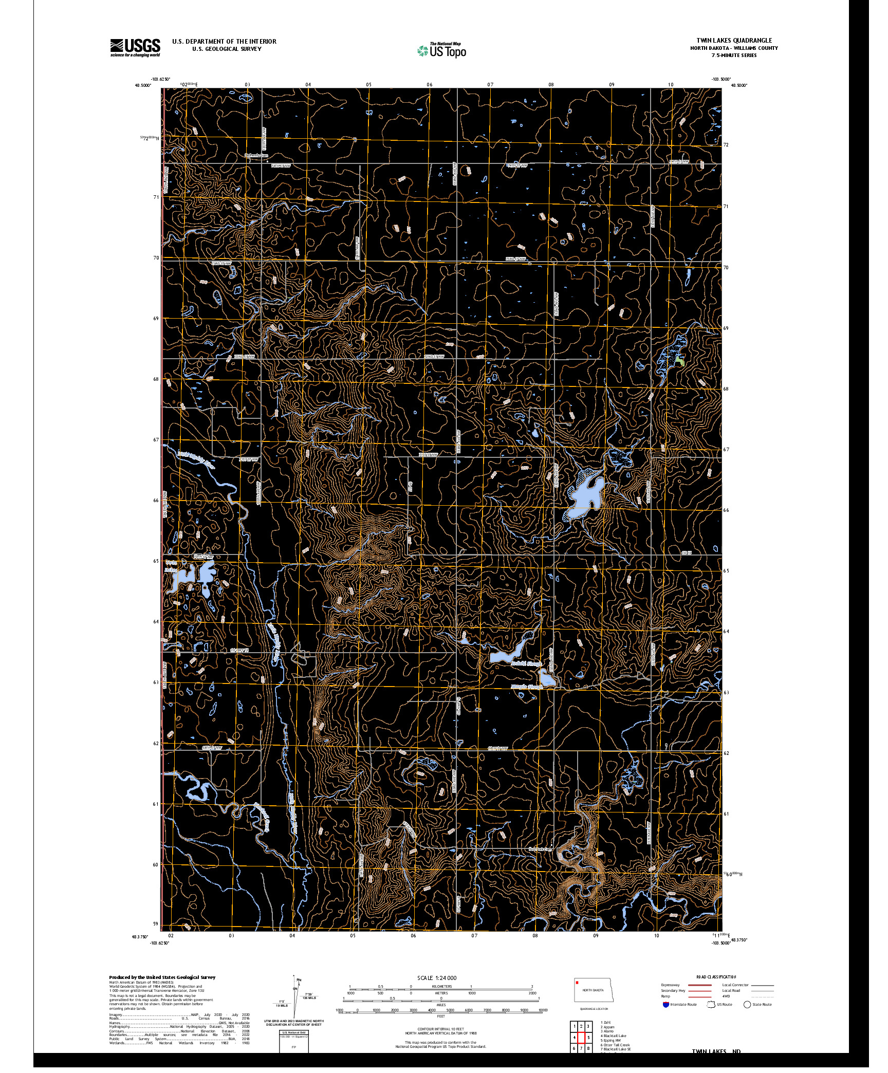 US TOPO 7.5-MINUTE MAP FOR TWIN LAKES, ND