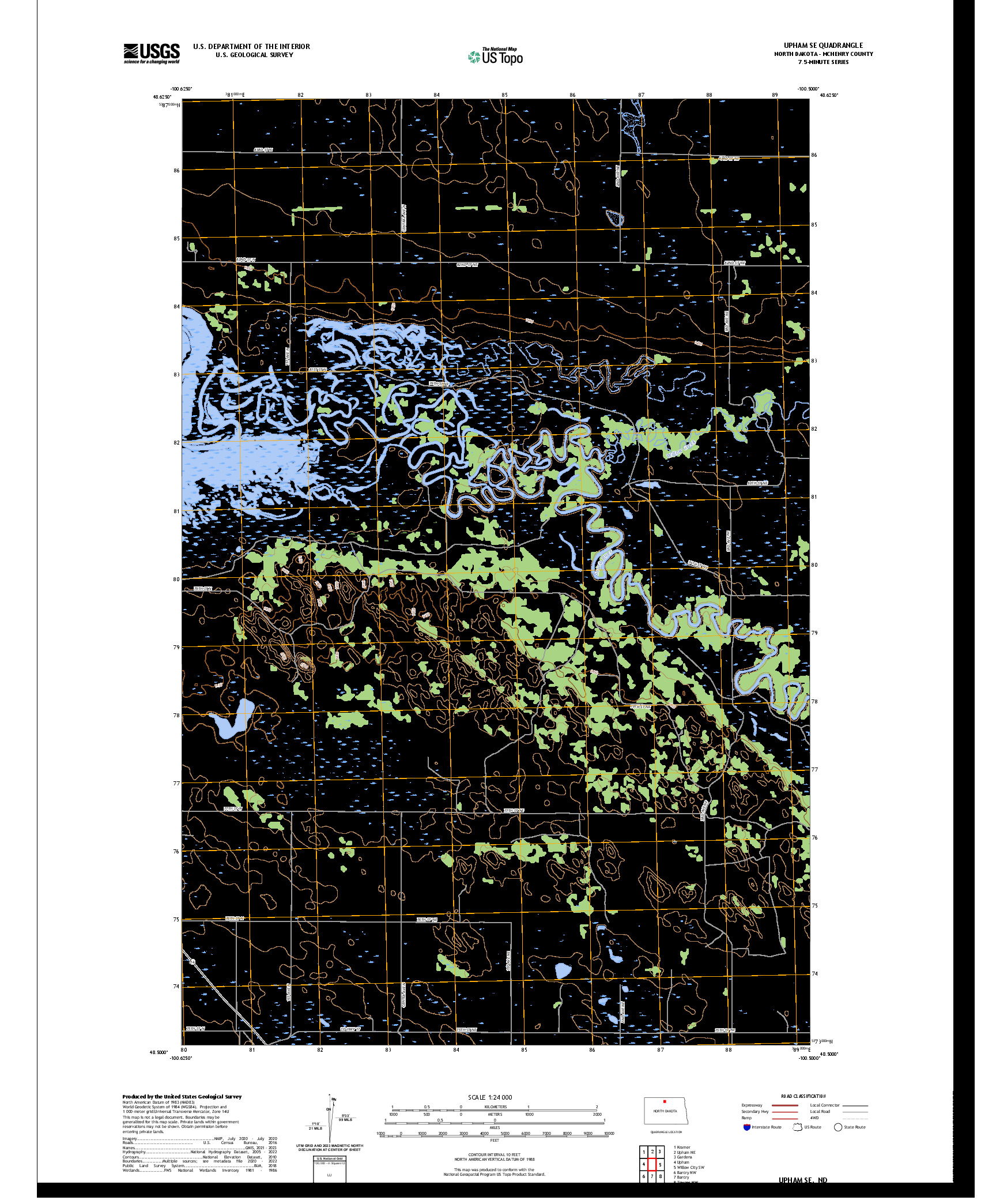 US TOPO 7.5-MINUTE MAP FOR UPHAM SE, ND