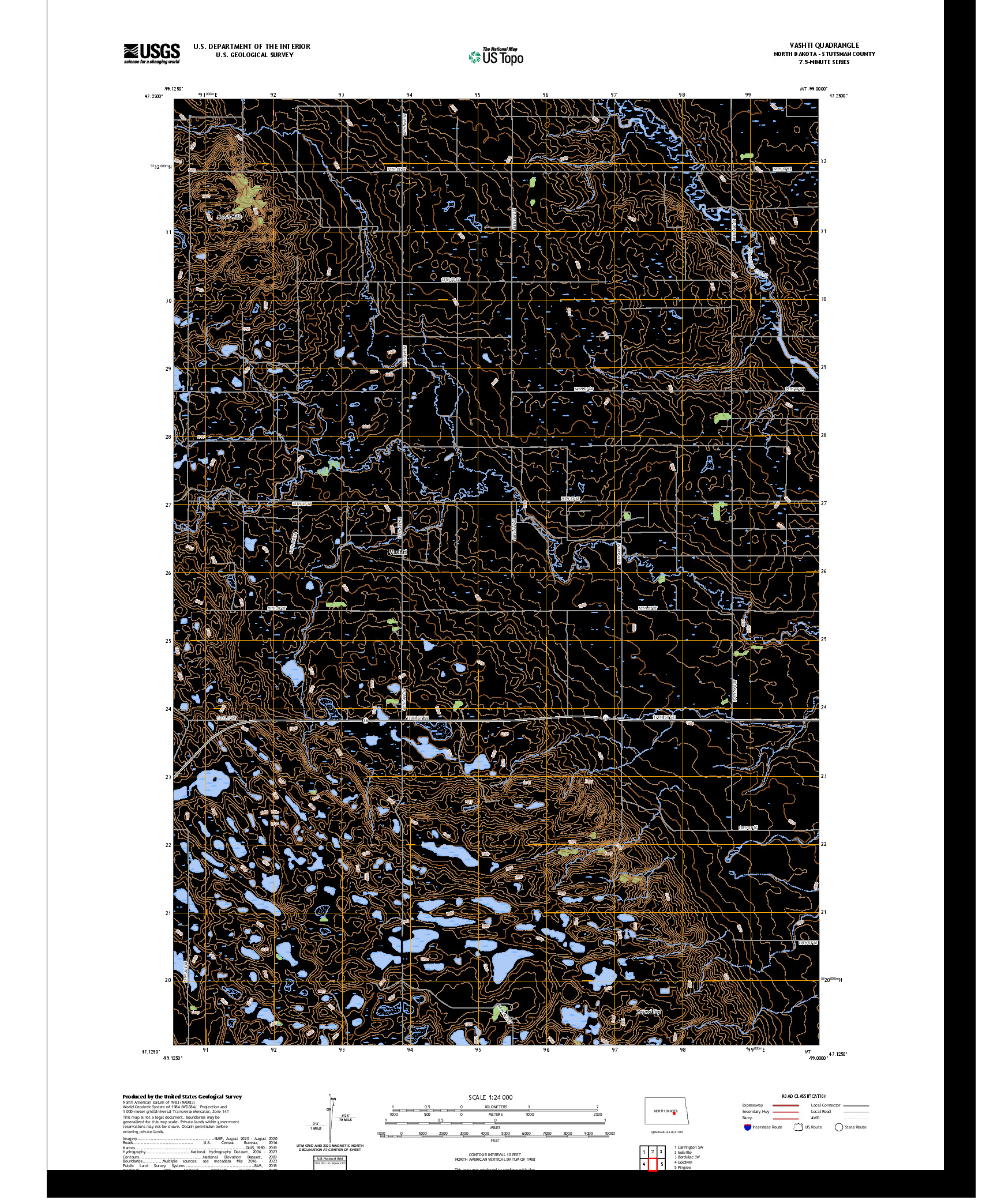 US TOPO 7.5-MINUTE MAP FOR VASHTI, ND