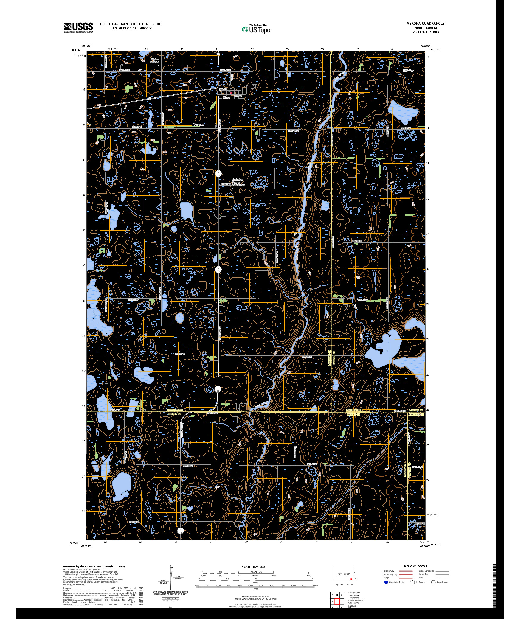 US TOPO 7.5-MINUTE MAP FOR VERONA, ND
