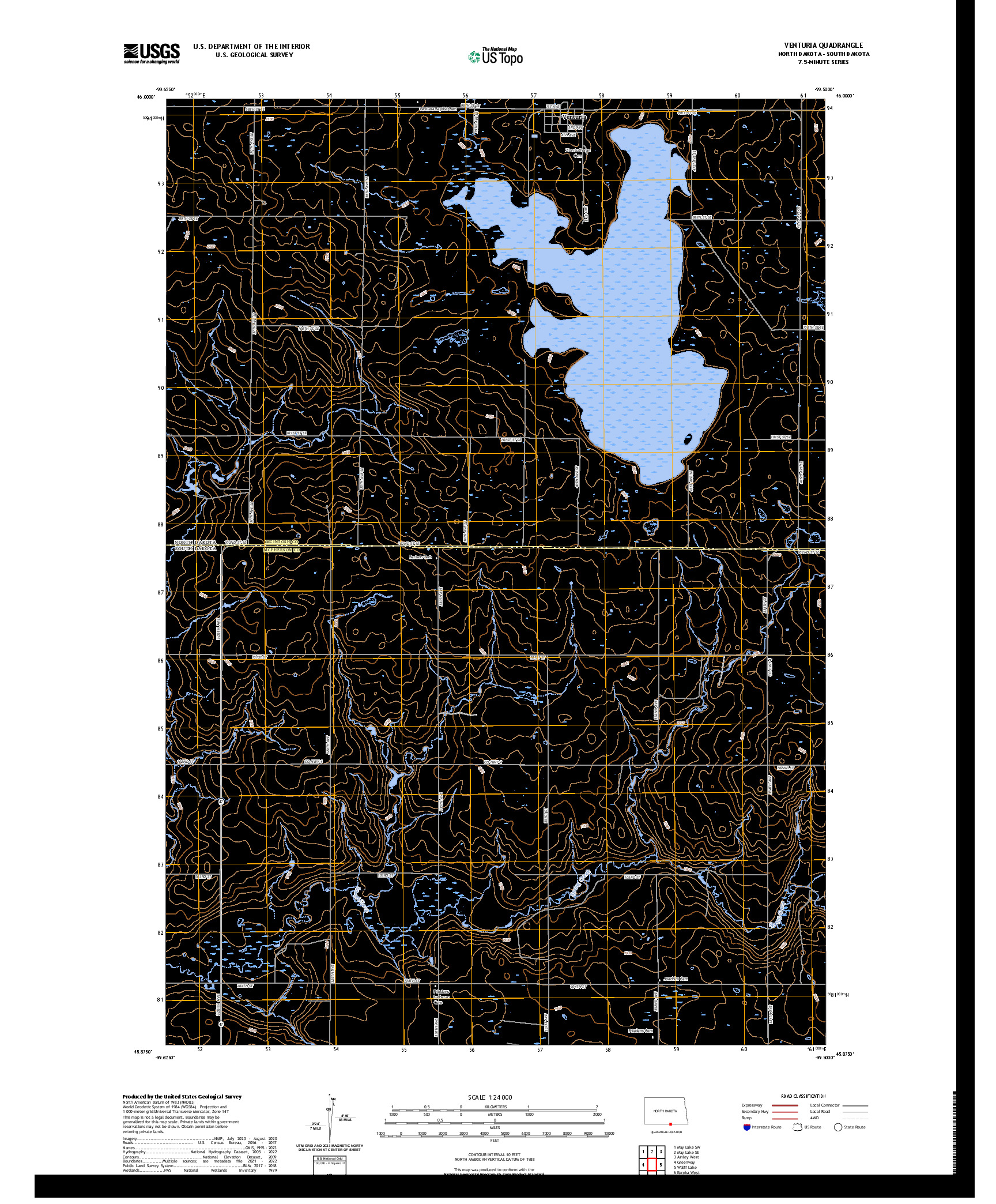 US TOPO 7.5-MINUTE MAP FOR VENTURIA, ND,SD