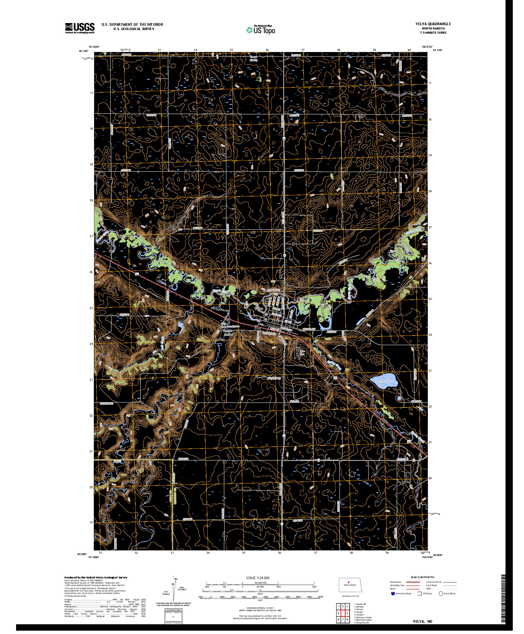 US TOPO 7.5-MINUTE MAP FOR VELVA, ND
