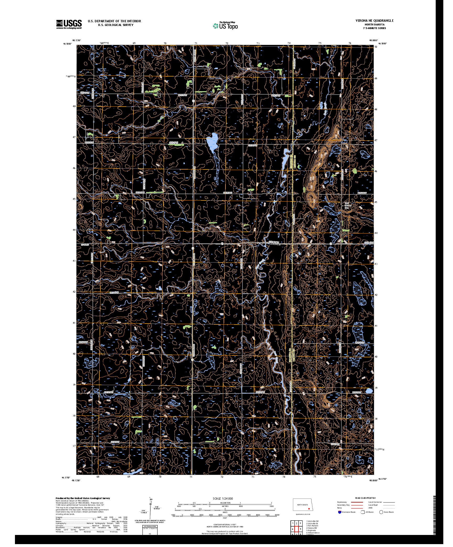 US TOPO 7.5-MINUTE MAP FOR VERONA NE, ND