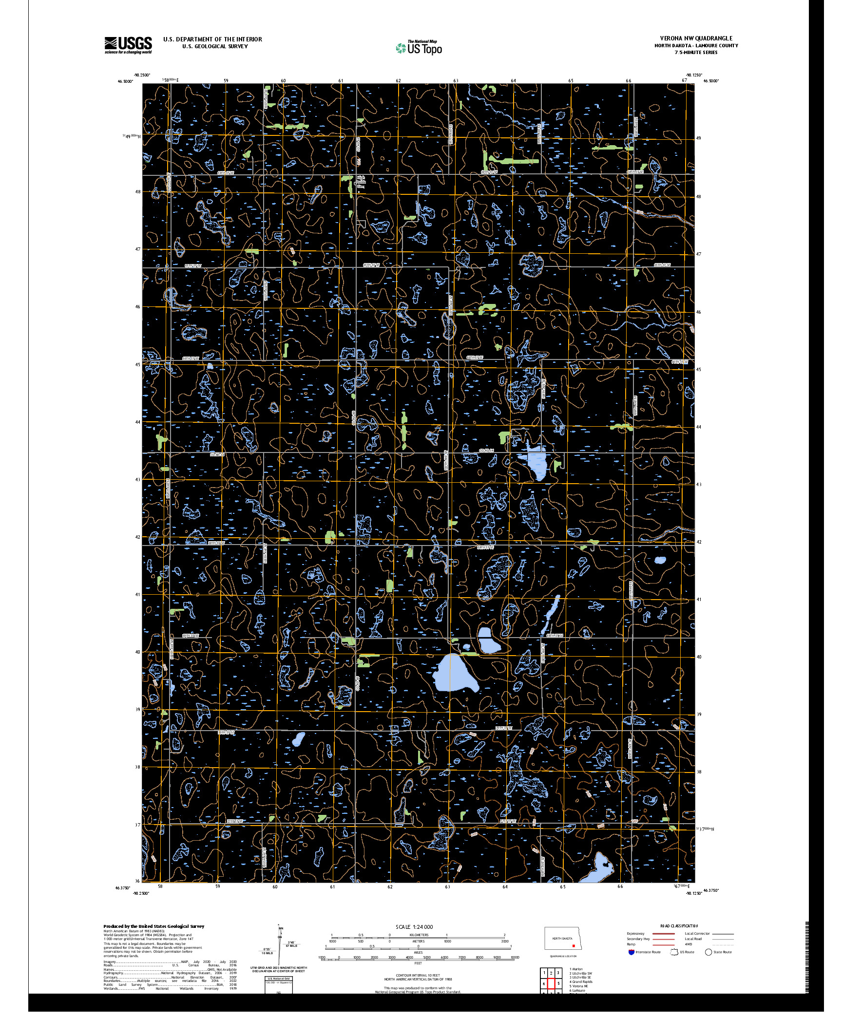 US TOPO 7.5-MINUTE MAP FOR VERONA NW, ND