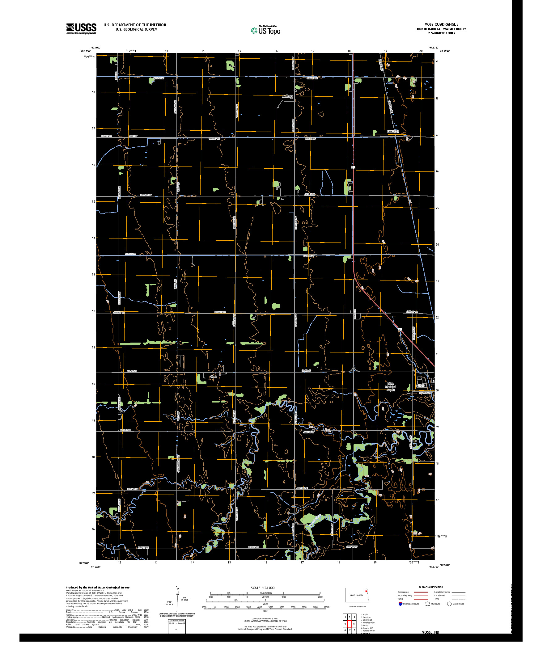 US TOPO 7.5-MINUTE MAP FOR VOSS, ND