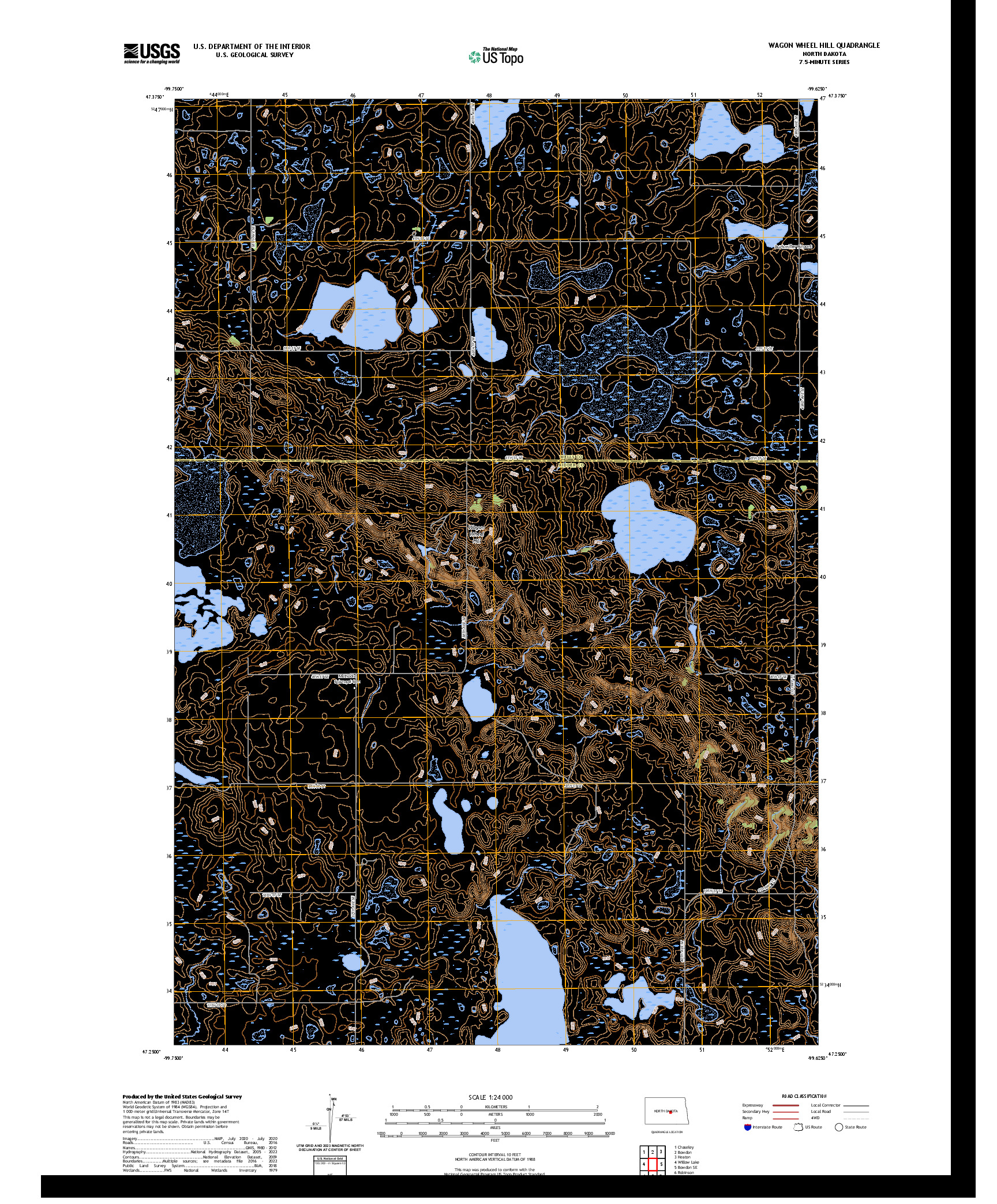 US TOPO 7.5-MINUTE MAP FOR WAGON WHEEL HILL, ND