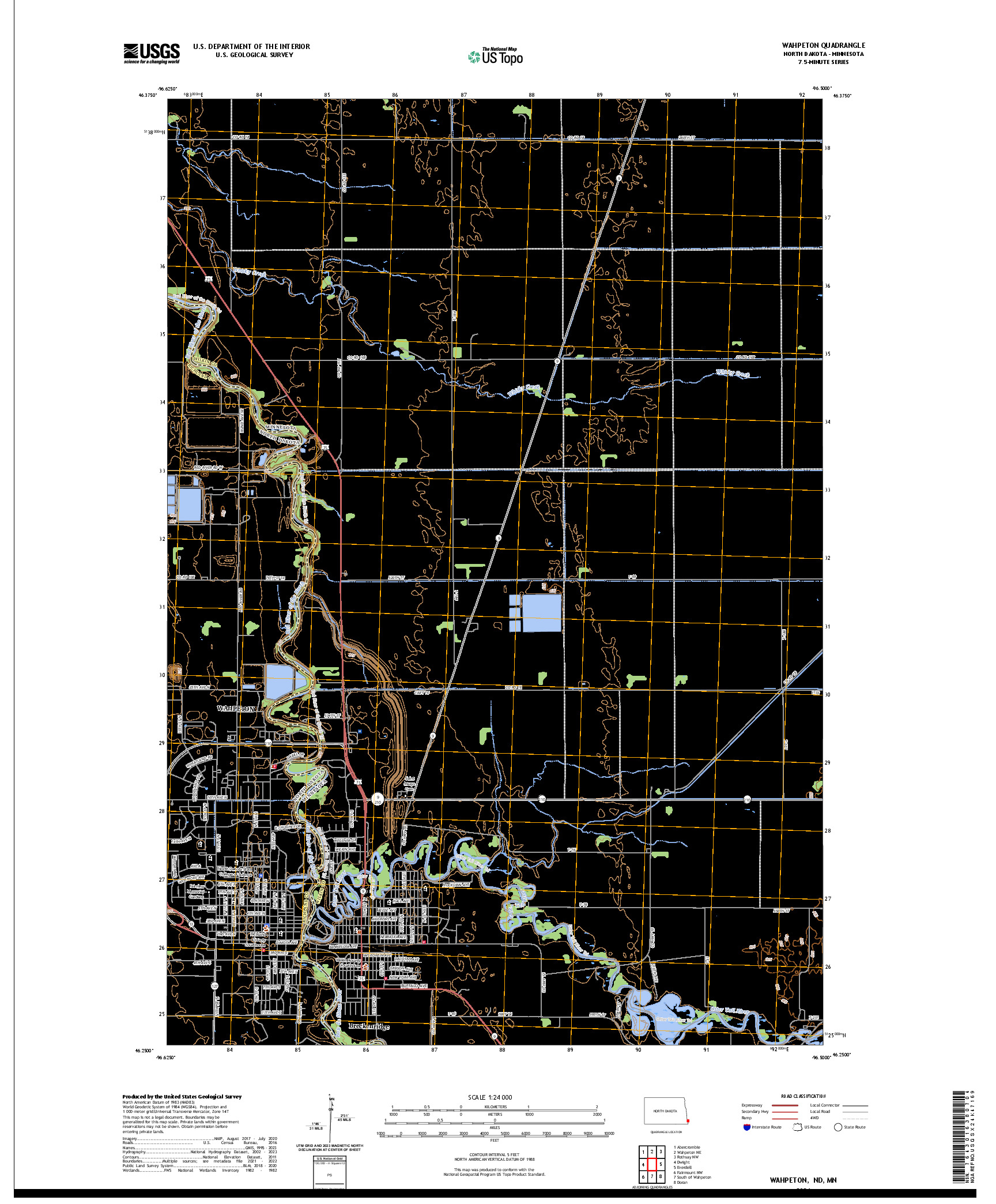 US TOPO 7.5-MINUTE MAP FOR WAHPETON, ND,MN