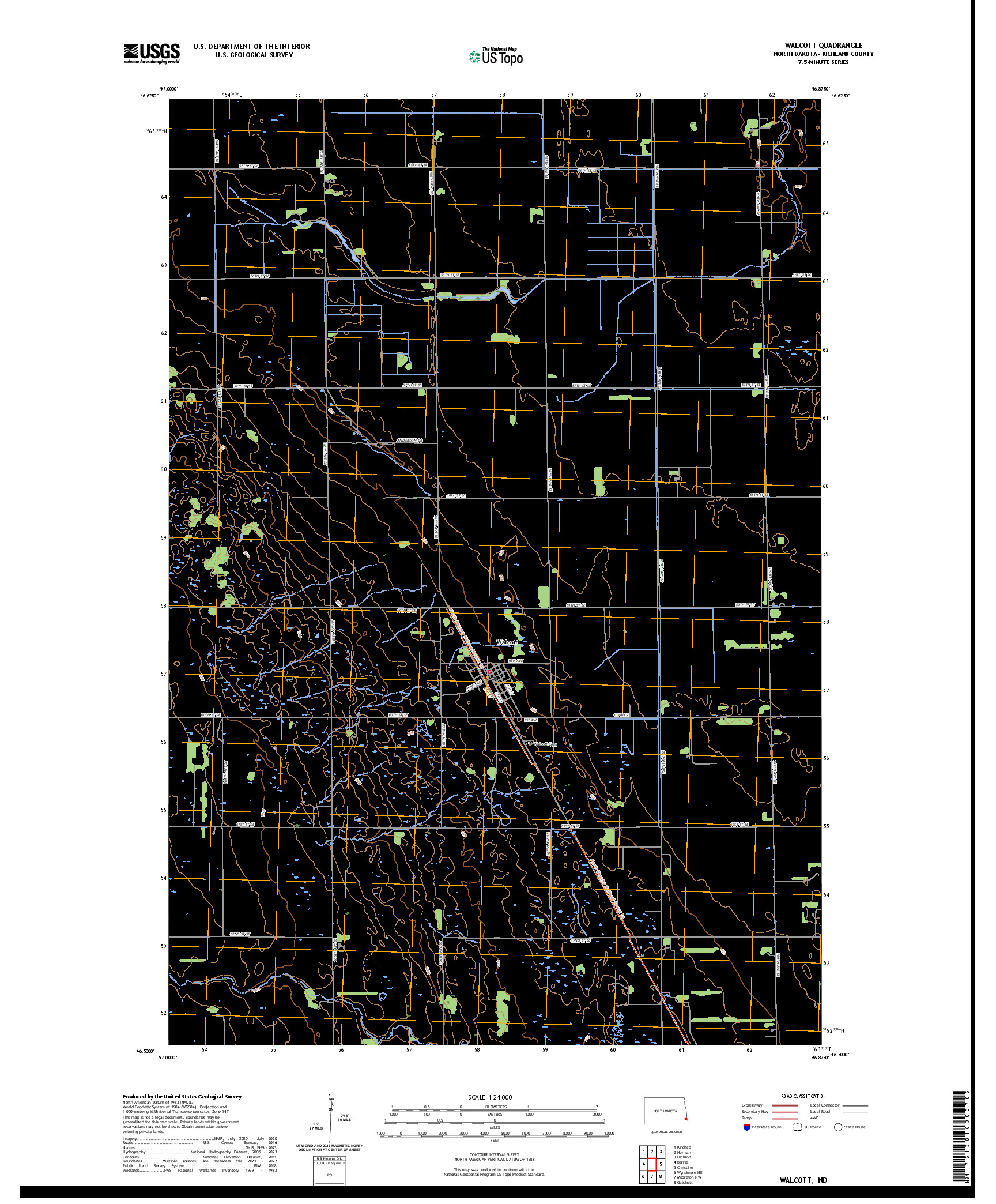 US TOPO 7.5-MINUTE MAP FOR WALCOTT, ND