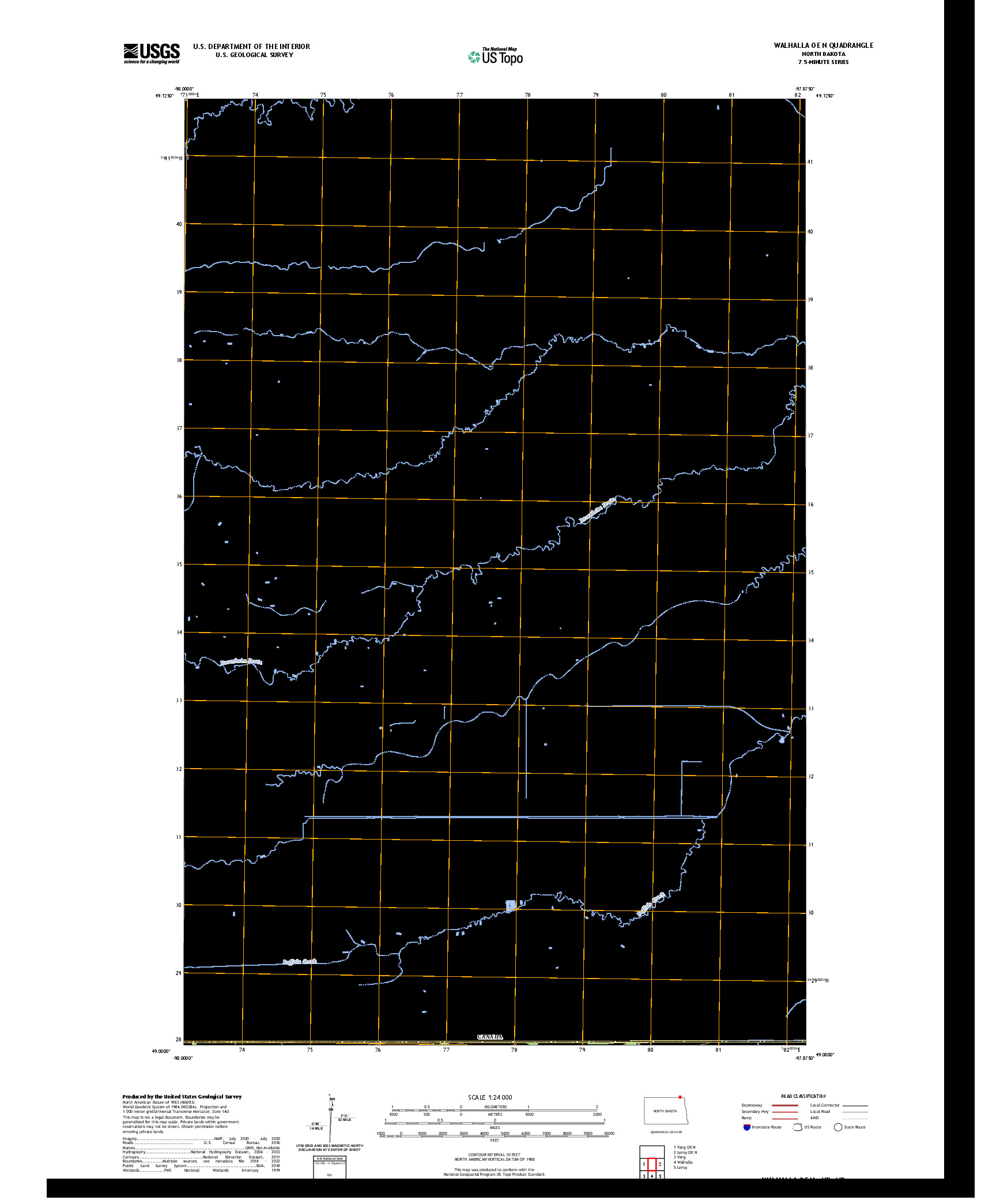 US TOPO 7.5-MINUTE MAP FOR WALHALLA OE N, ND,MB