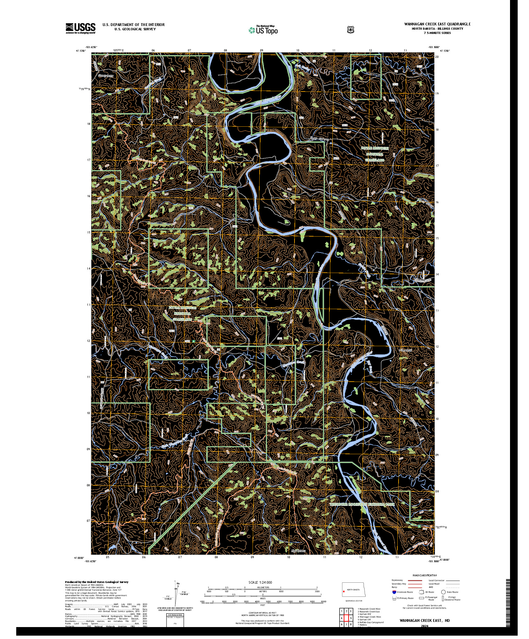 US TOPO 7.5-MINUTE MAP FOR WANNAGAN CREEK EAST, ND