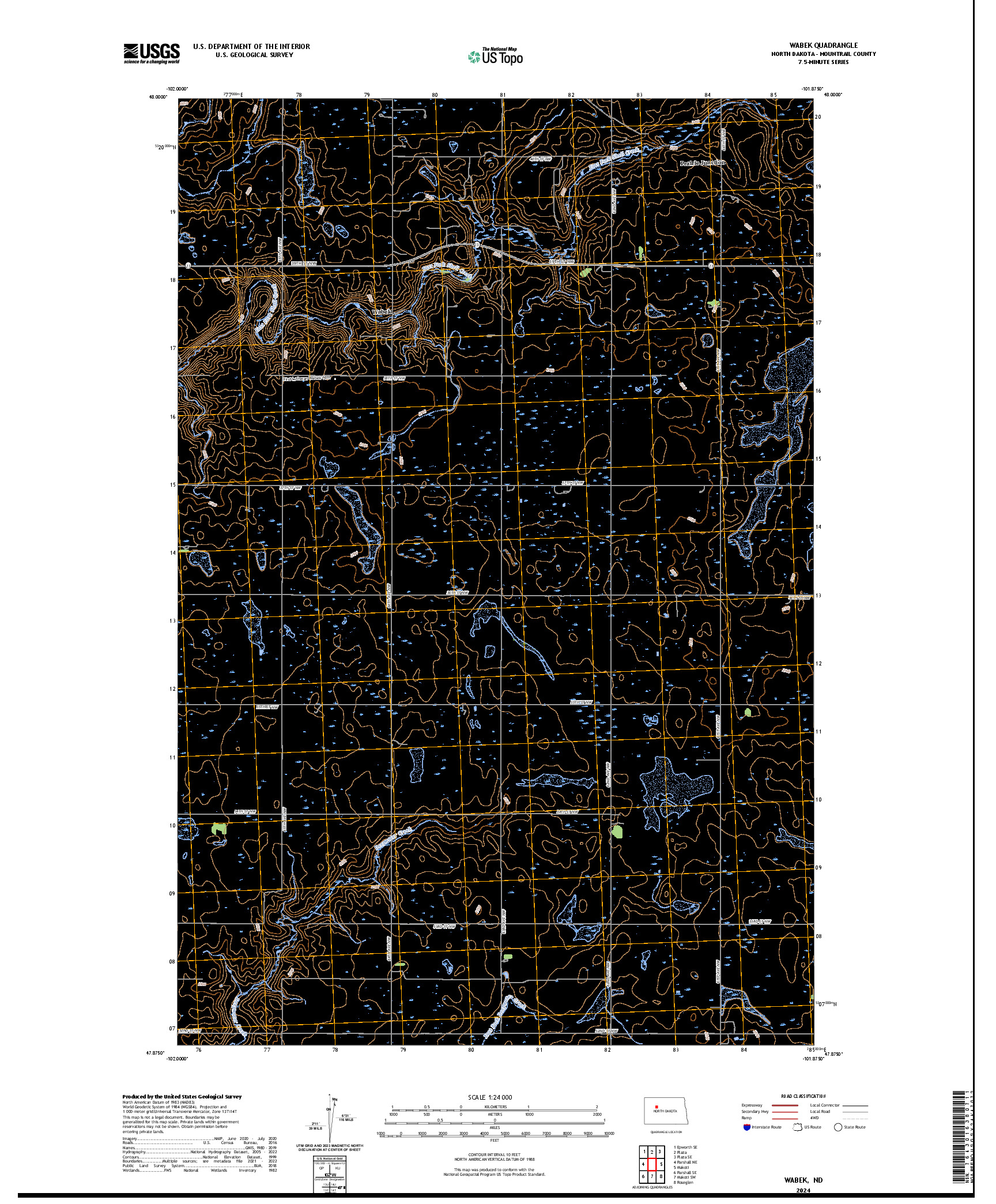 US TOPO 7.5-MINUTE MAP FOR WABEK, ND