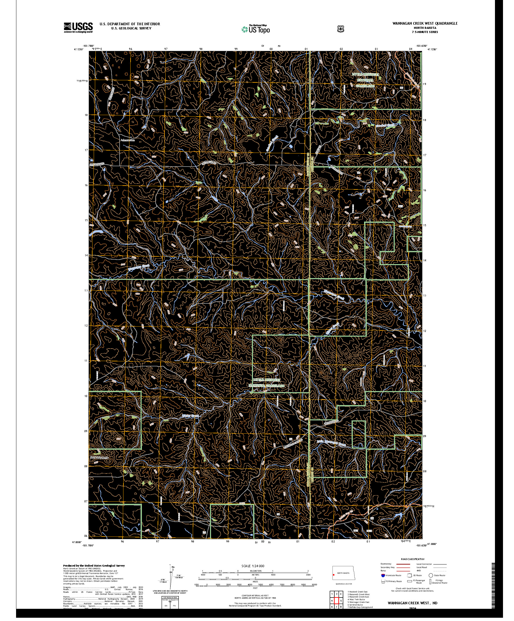 US TOPO 7.5-MINUTE MAP FOR WANNAGAN CREEK WEST, ND