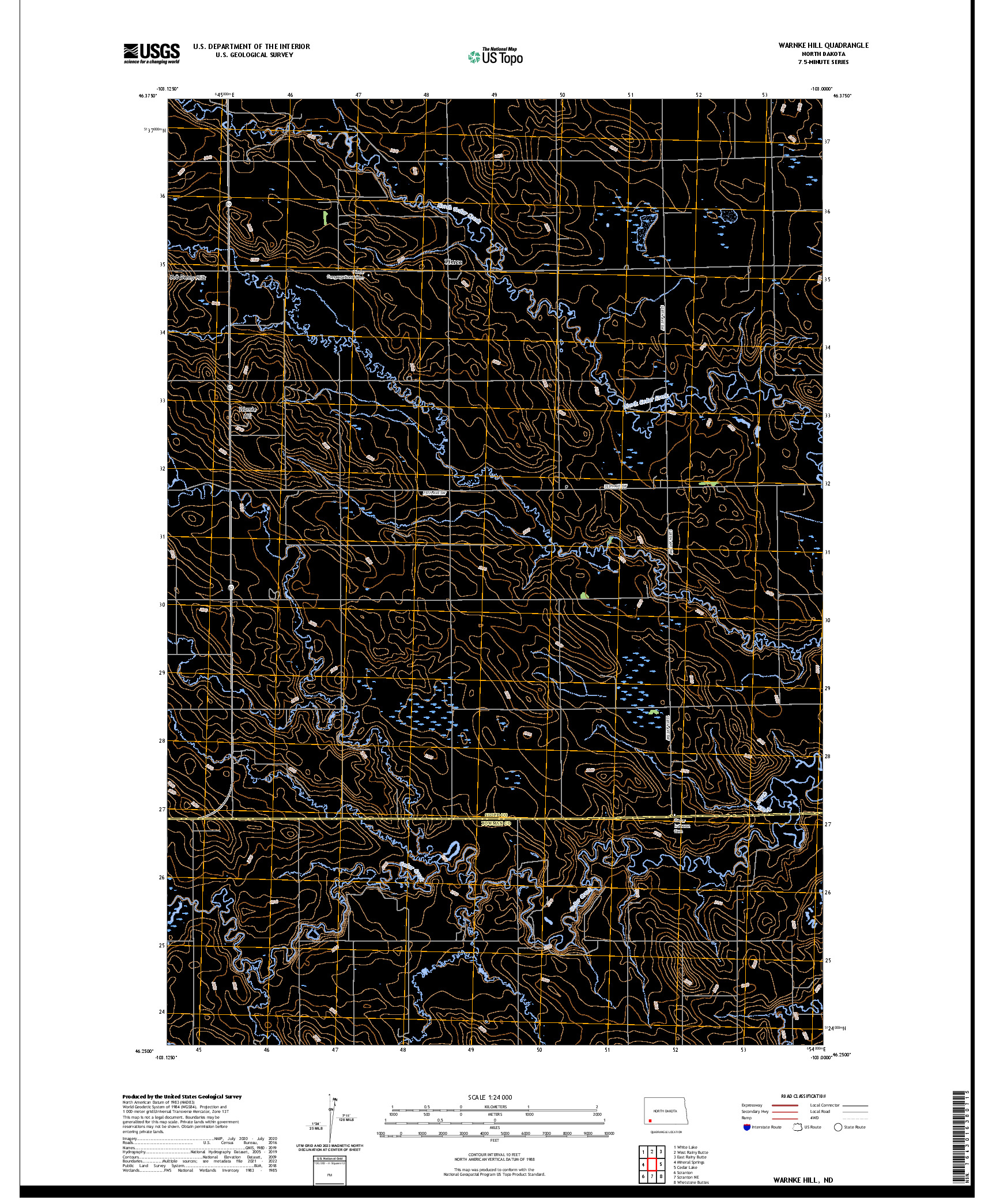 US TOPO 7.5-MINUTE MAP FOR WARNKE HILL, ND