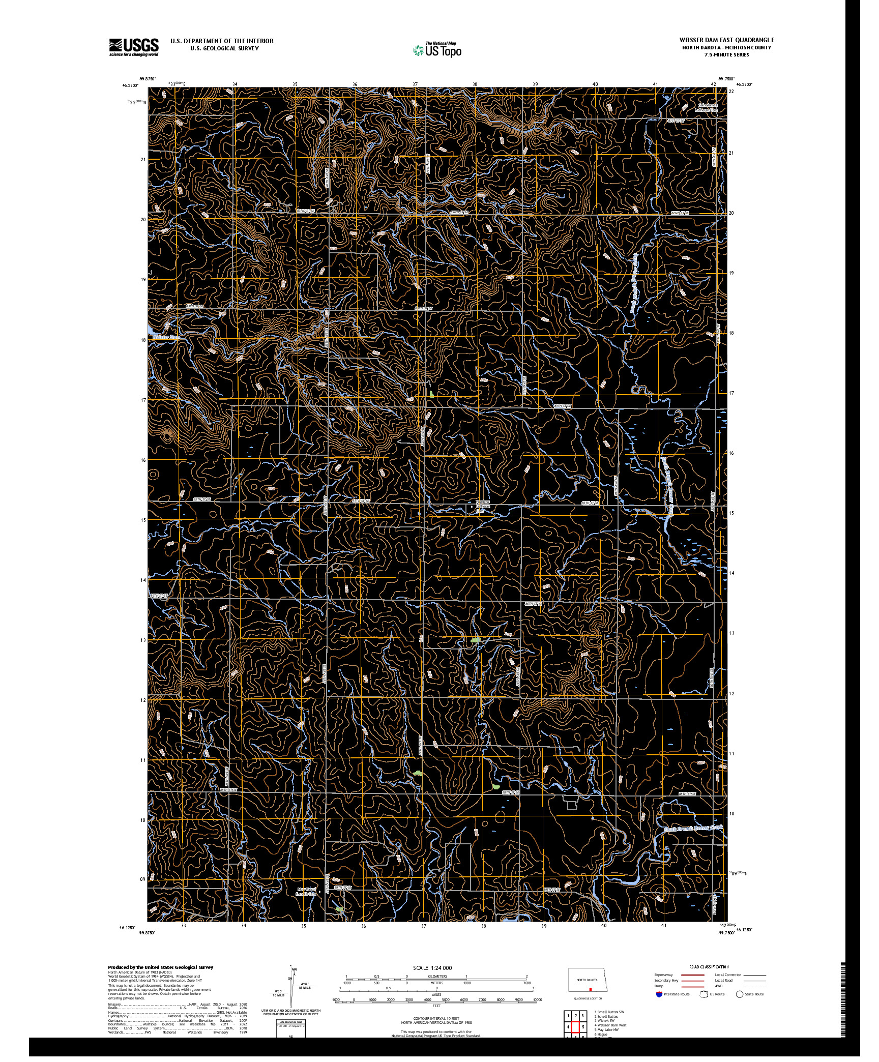 US TOPO 7.5-MINUTE MAP FOR WEISSER DAM EAST, ND