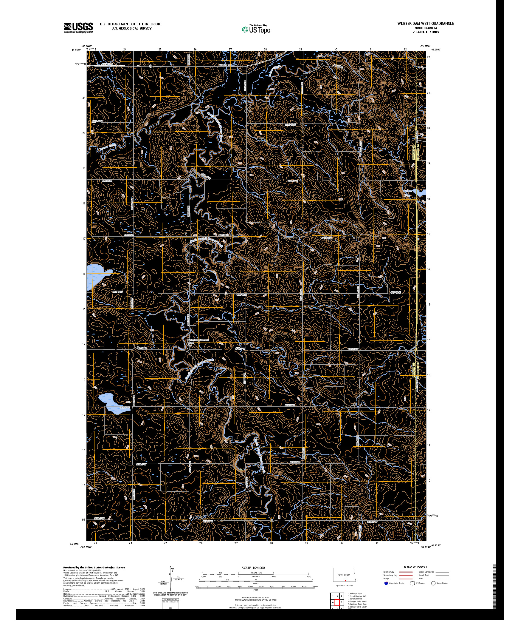 US TOPO 7.5-MINUTE MAP FOR WEISSER DAM WEST, ND
