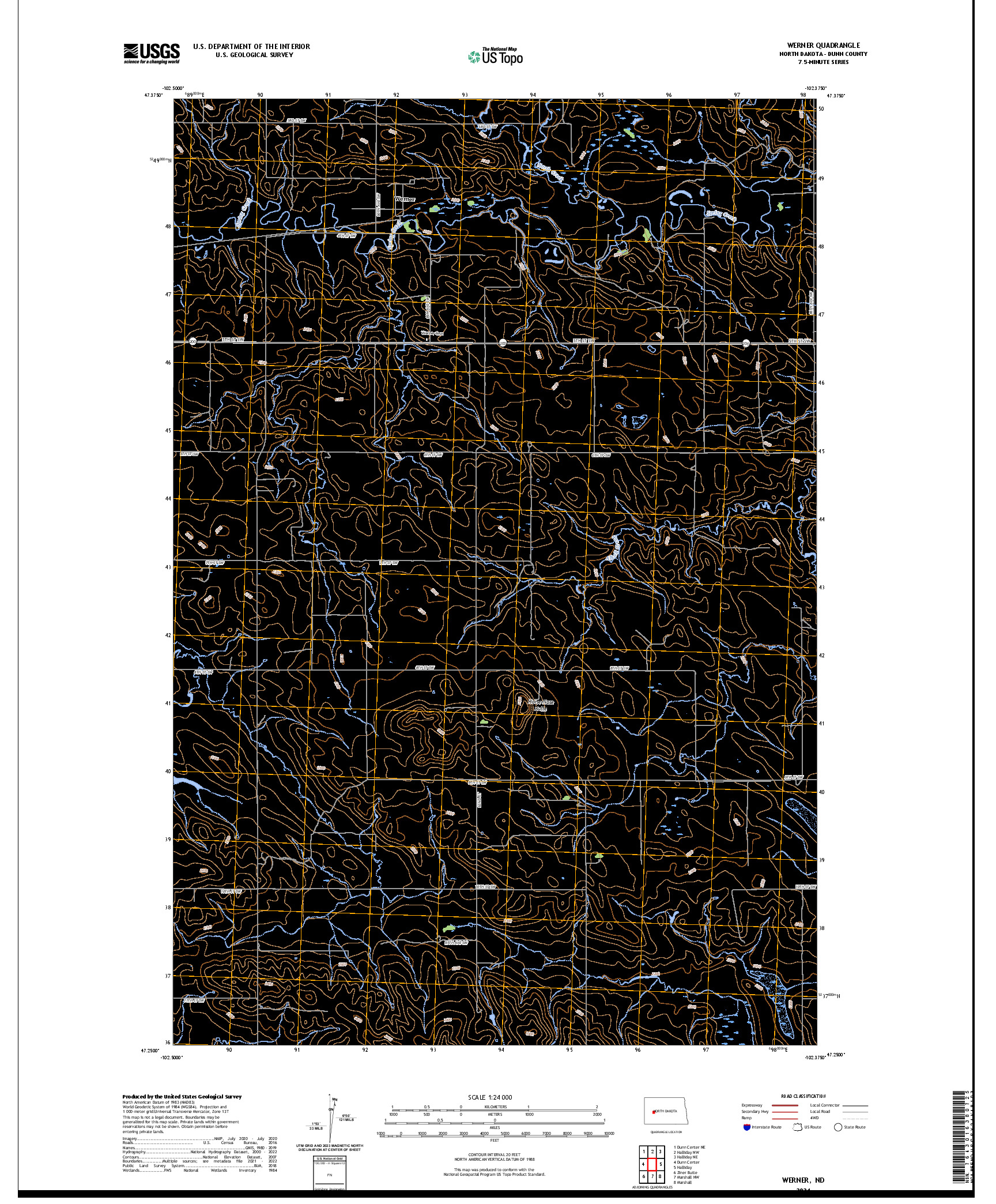 US TOPO 7.5-MINUTE MAP FOR WERNER, ND
