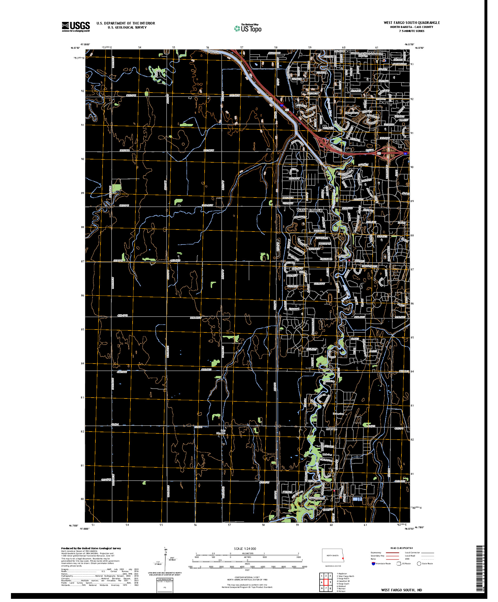US TOPO 7.5-MINUTE MAP FOR WEST FARGO SOUTH, ND