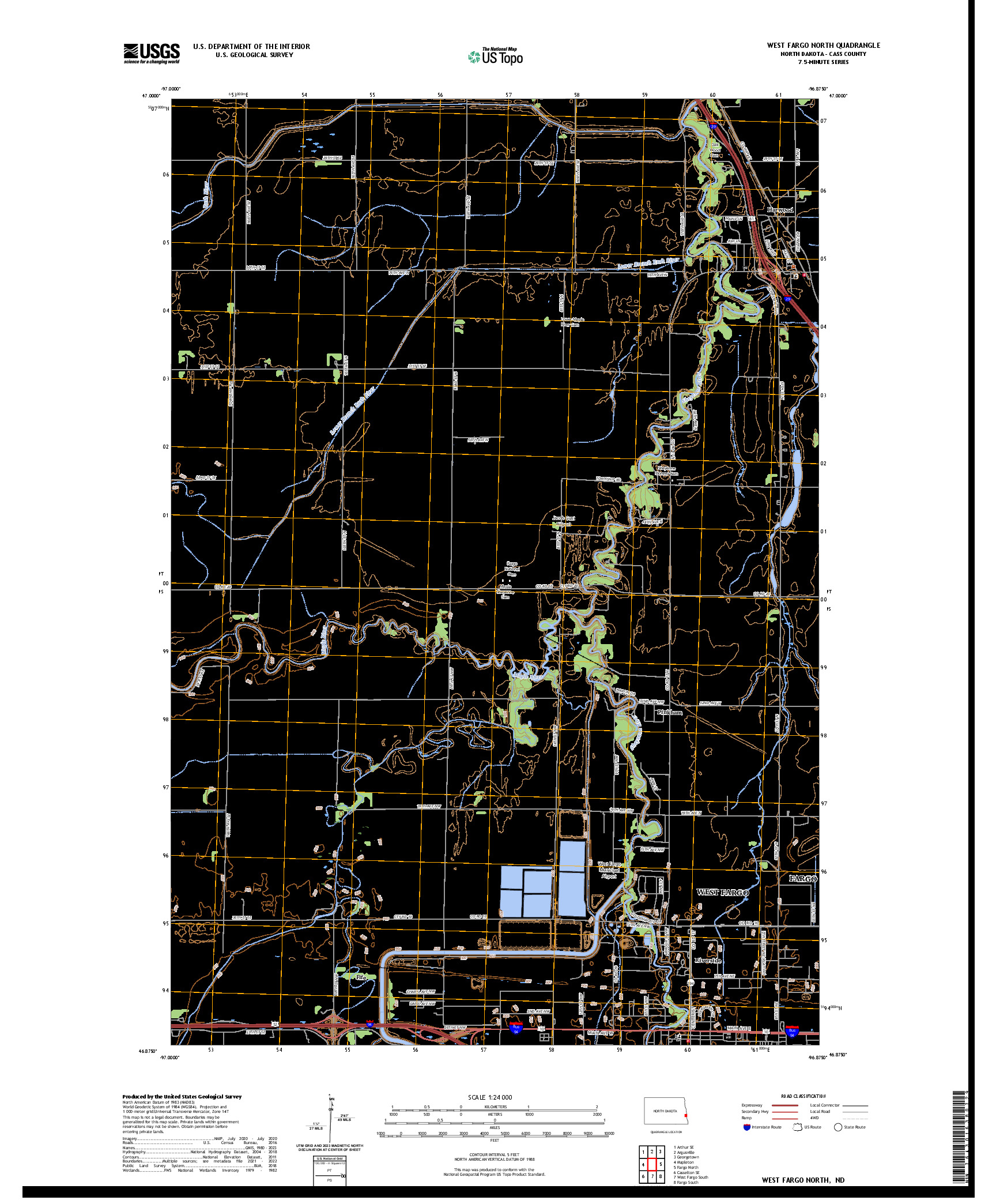 US TOPO 7.5-MINUTE MAP FOR WEST FARGO NORTH, ND