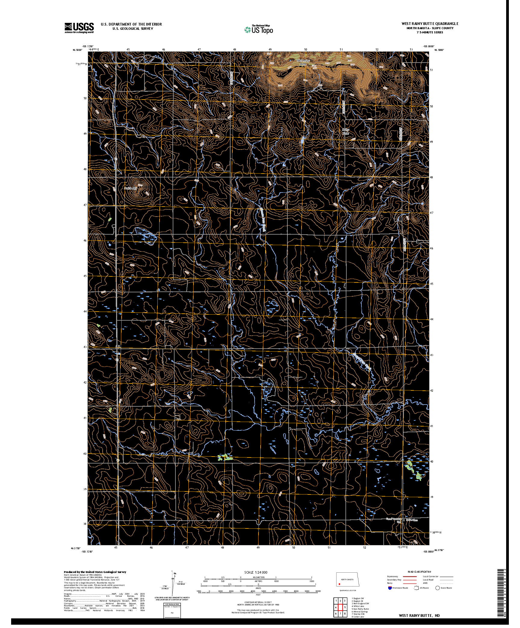 US TOPO 7.5-MINUTE MAP FOR WEST RAINY BUTTE, ND