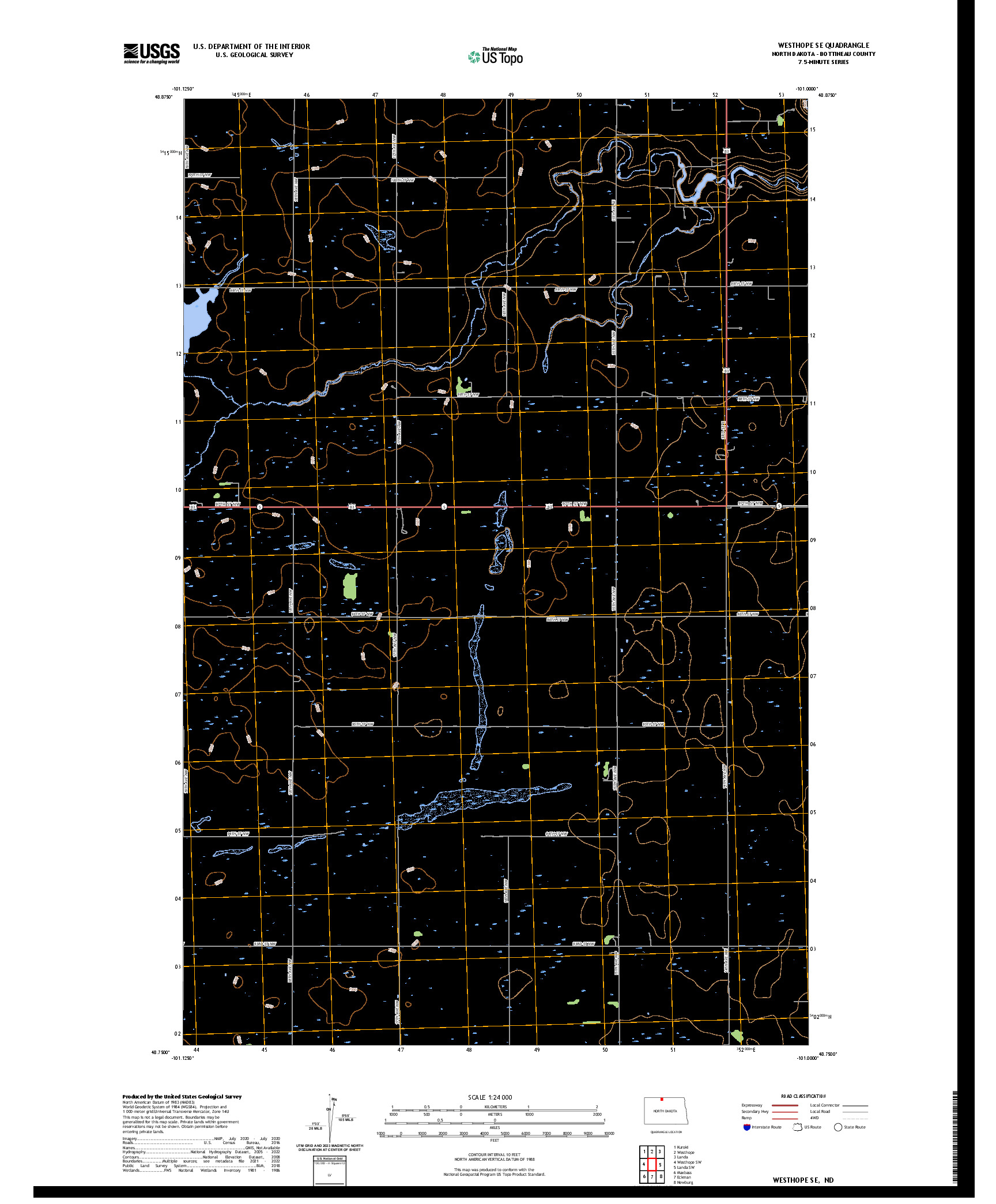 US TOPO 7.5-MINUTE MAP FOR WESTHOPE SE, ND
