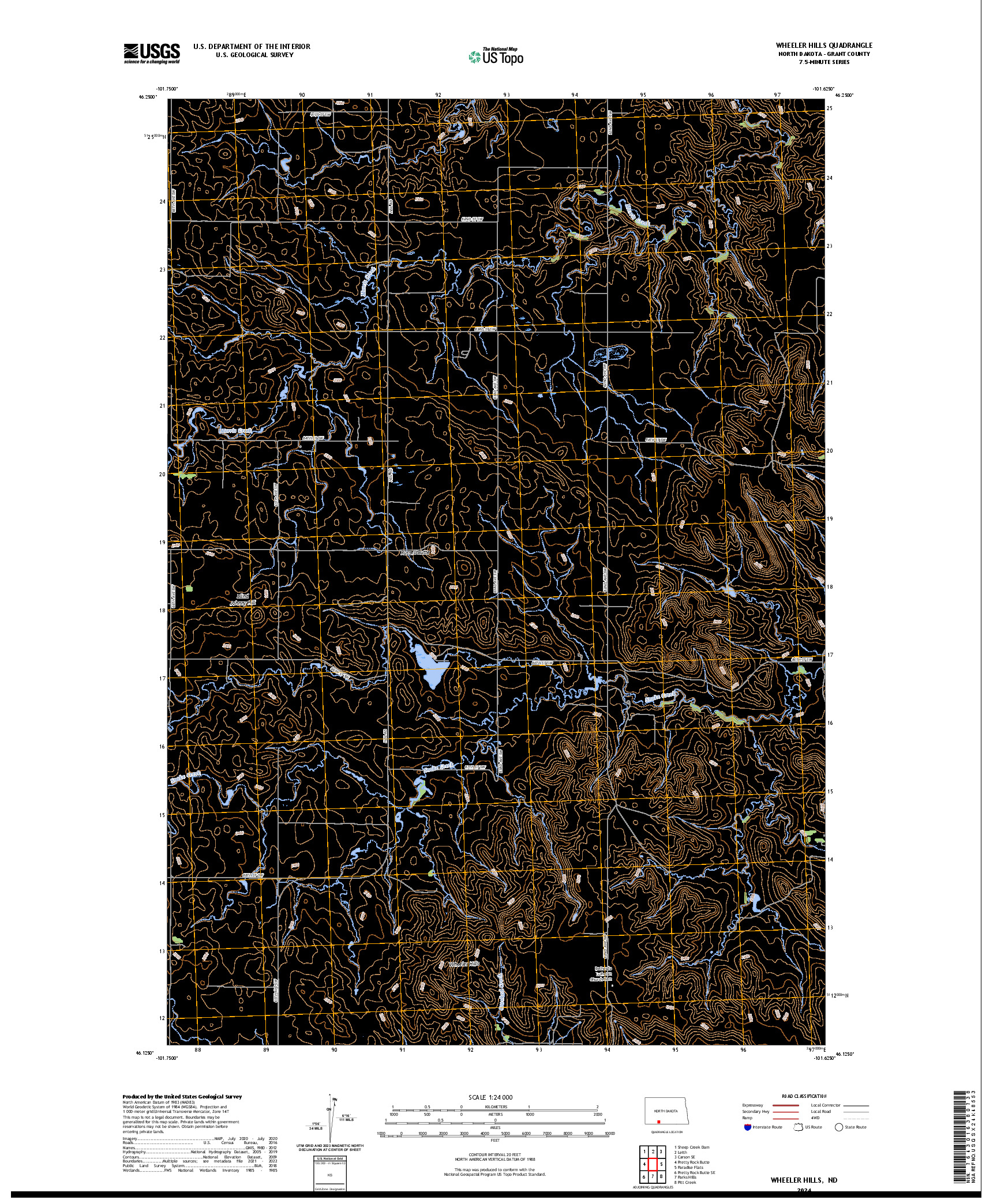 US TOPO 7.5-MINUTE MAP FOR WHEELER HILLS, ND