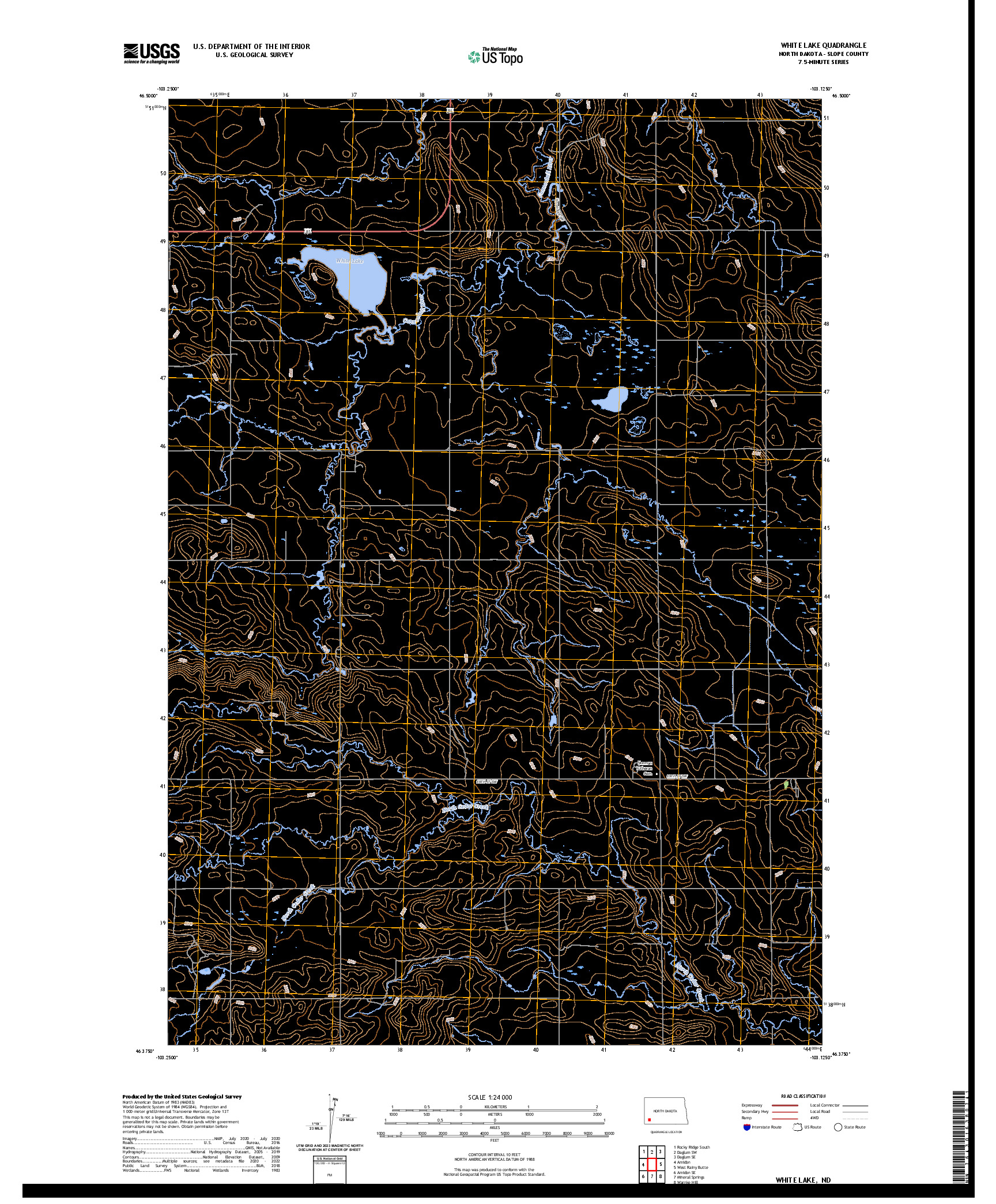 US TOPO 7.5-MINUTE MAP FOR WHITE LAKE, ND