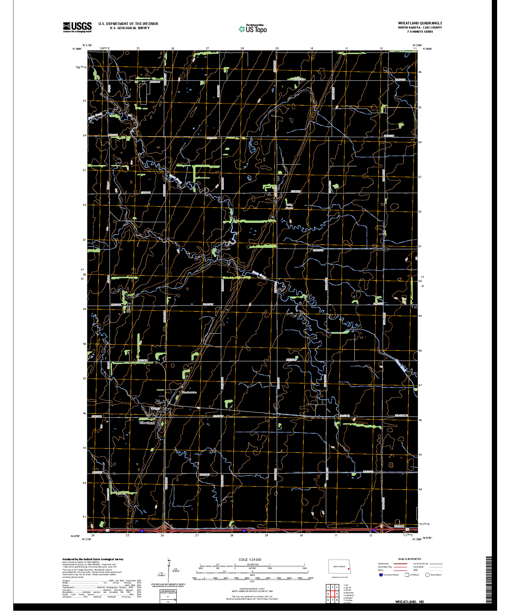 US TOPO 7.5-MINUTE MAP FOR WHEATLAND, ND