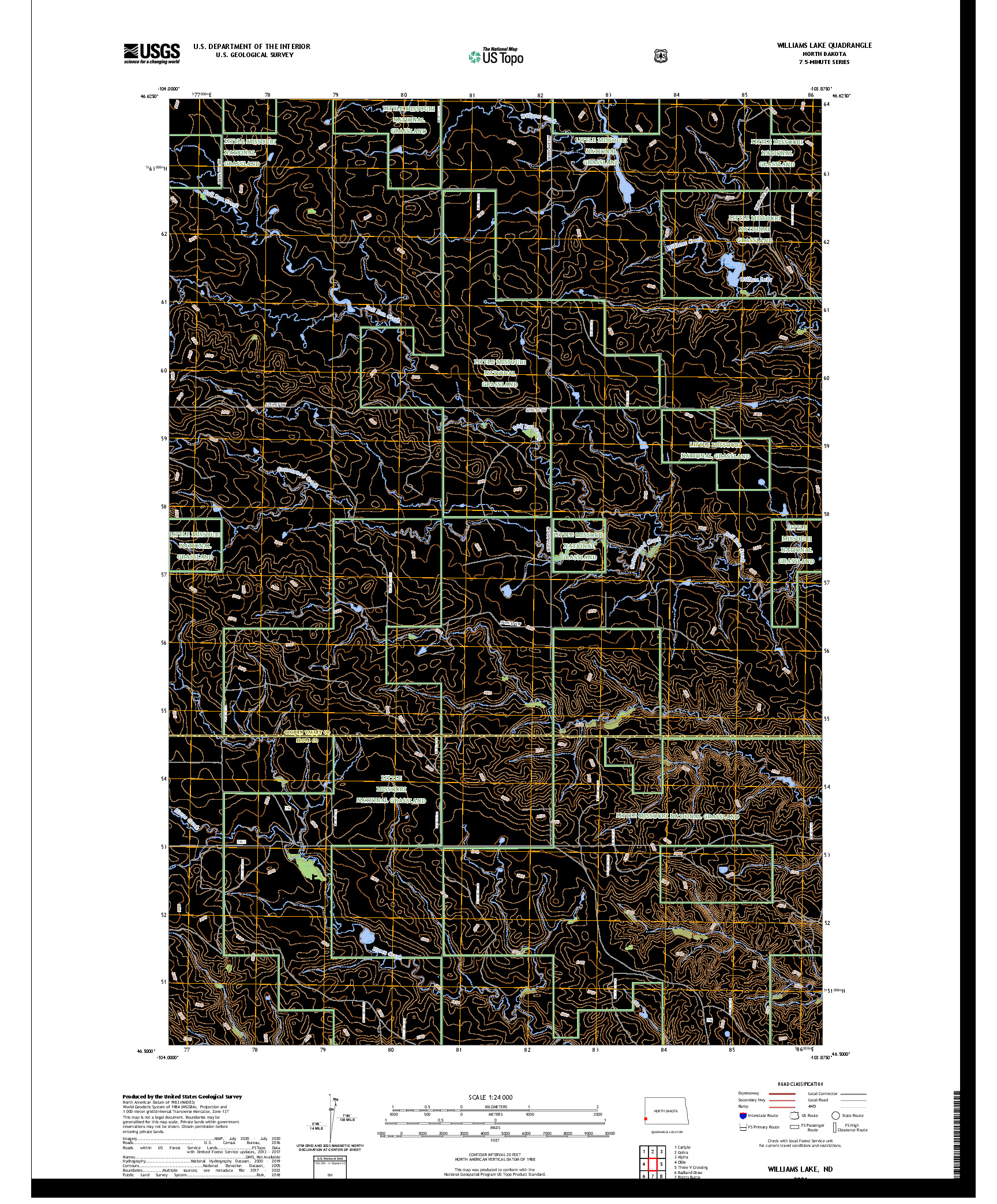 US TOPO 7.5-MINUTE MAP FOR WILLIAMS LAKE, ND